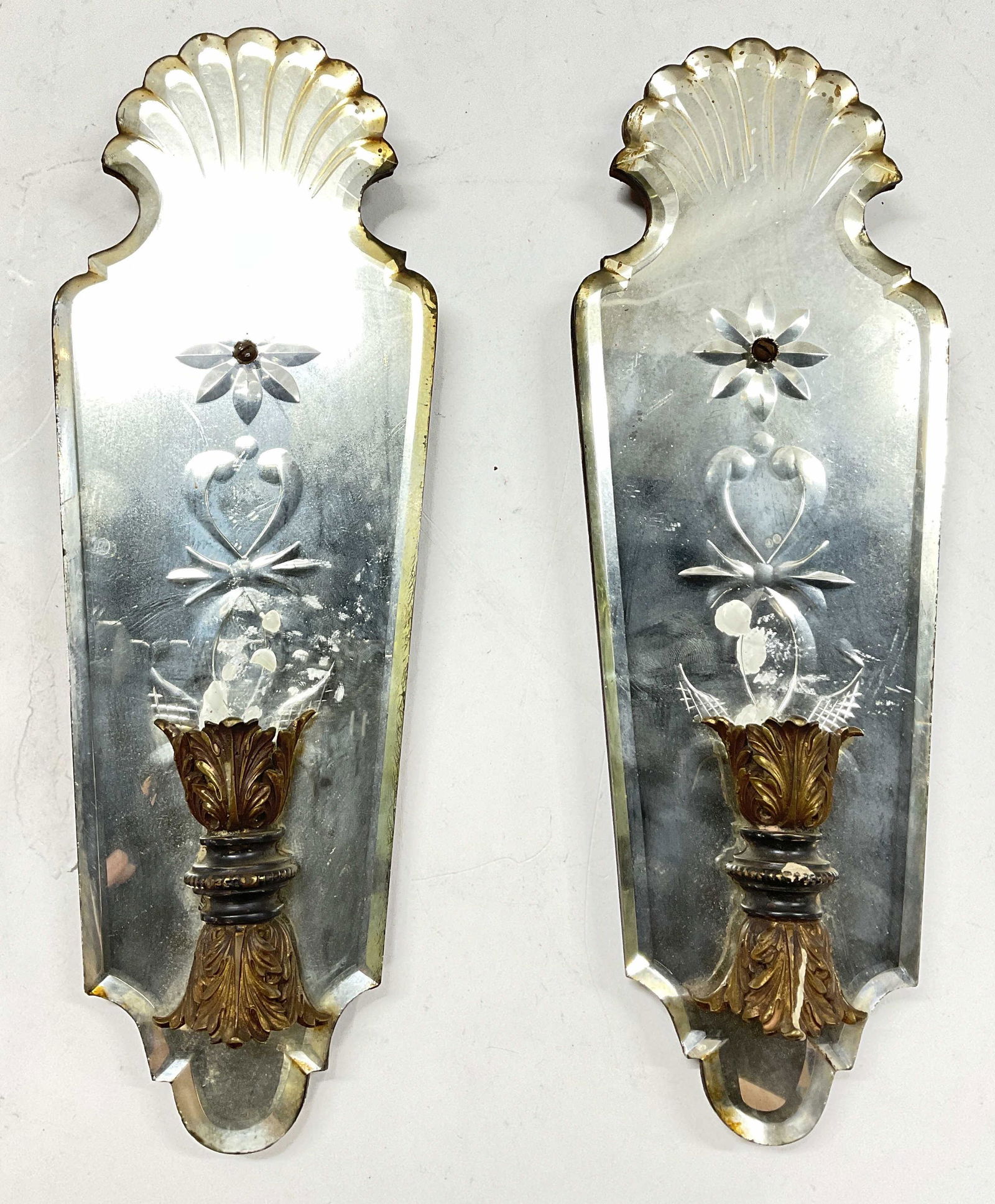 Vintage Cut Glass Decorative Mirrored Wall Sconces (1 of 6)