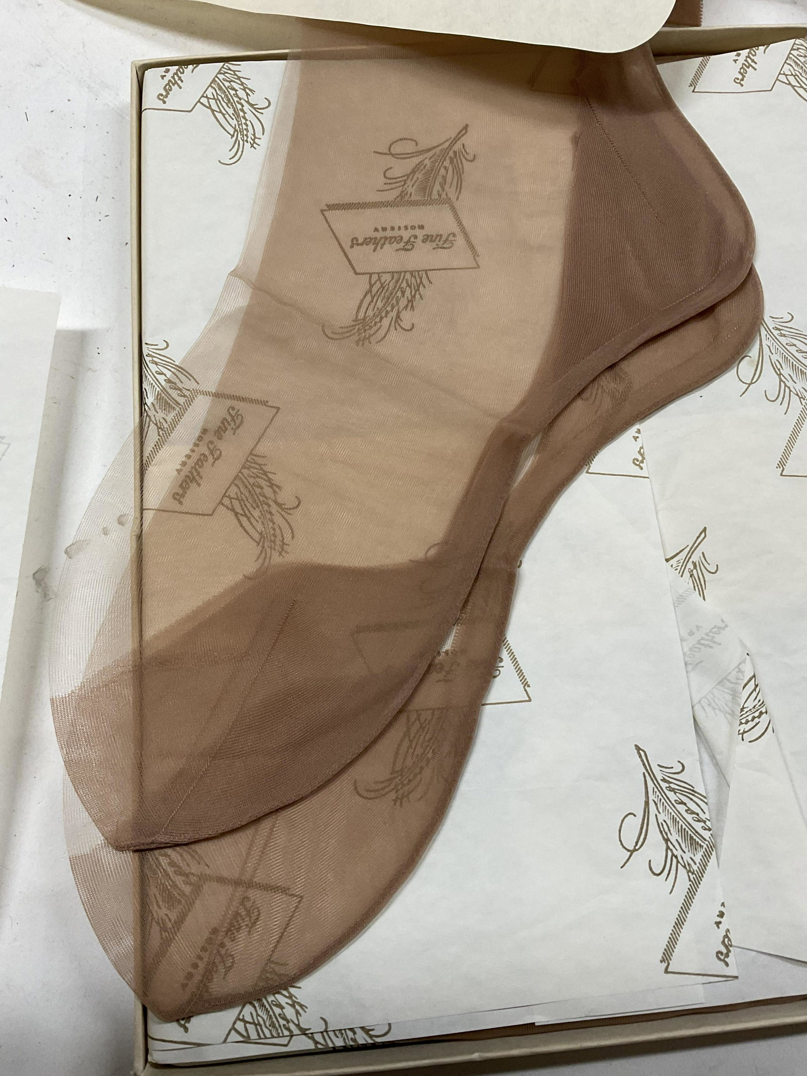 Set3 Vintage Fine Feathers Hosiery, Size 9: Fine Feathers Hosiery, made in USA, Romance Sheer, Vintage size 9. New in box. 3 set of hosiery. Box measures approx 9.75 x 7.5 inches. Hosiery, vintage hosiery, beige hosiery, fine feathers hosiery,