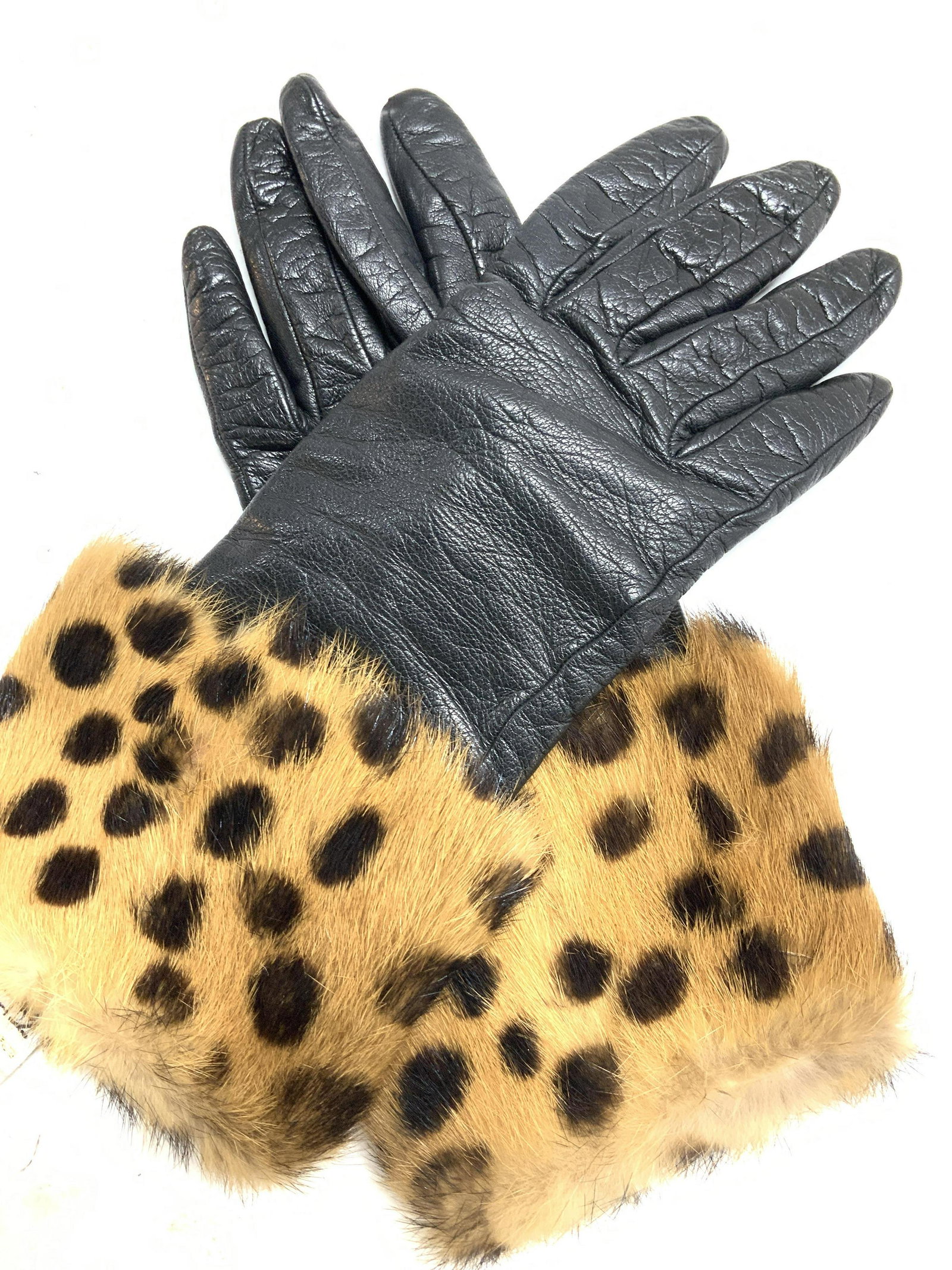SUZAN ABBOT Leather And Dyed Fur Gloves (1 of 5)