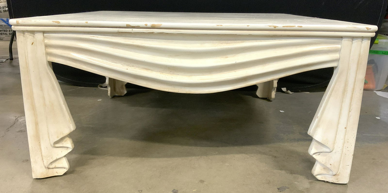 Vntg Drapery Style Wooden Coffee Table (1 of 8)