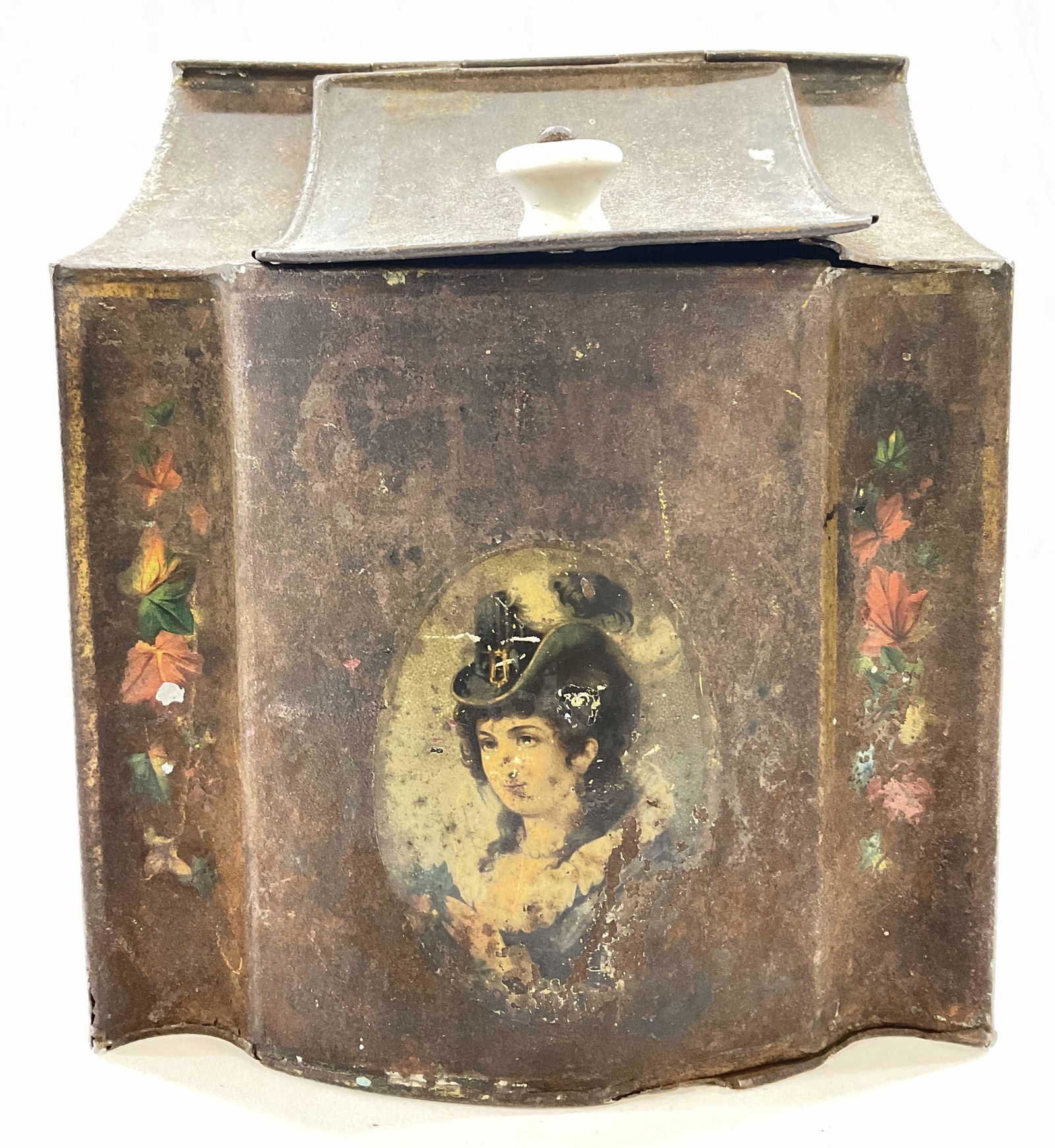 Antique Hand Painted Tin Box (1 of 8)