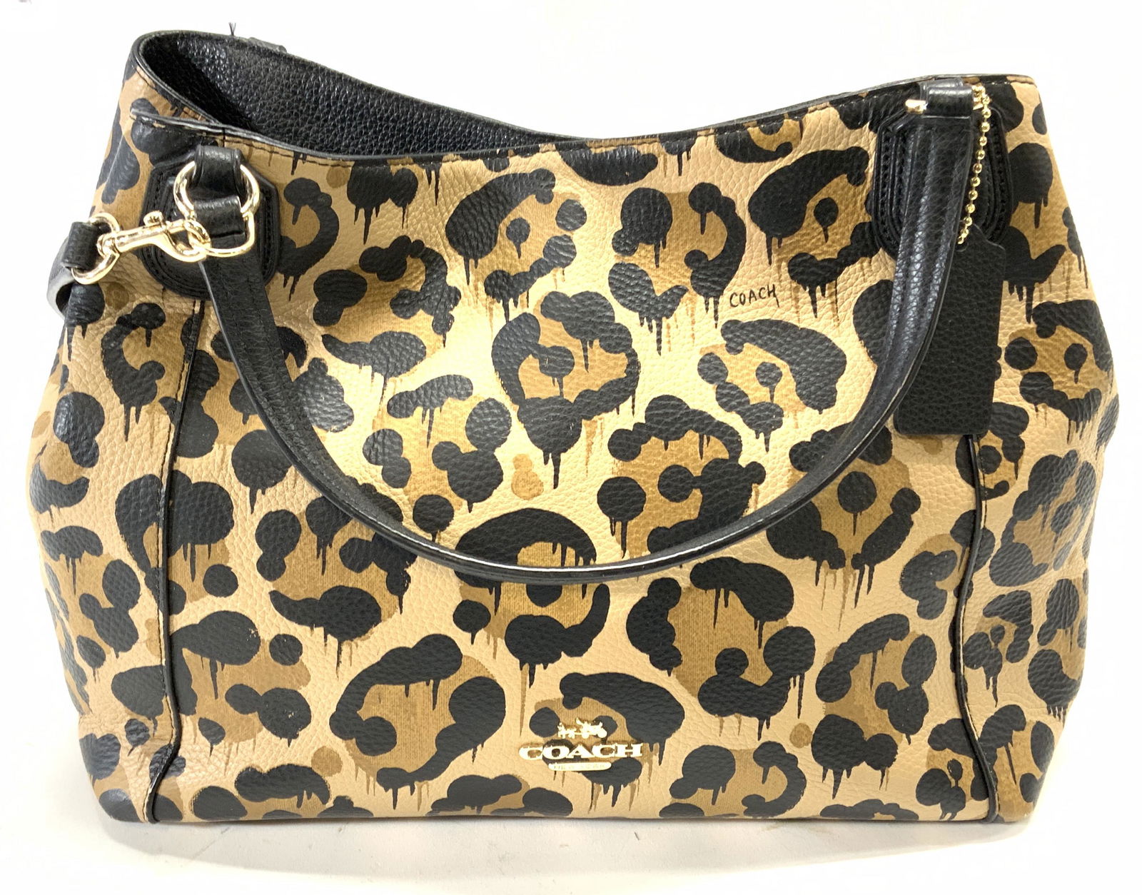 🌸 Coach Reversible City Tote Leopard Print | Tan leather tote bags, Black tote  purse, Tan leather tote