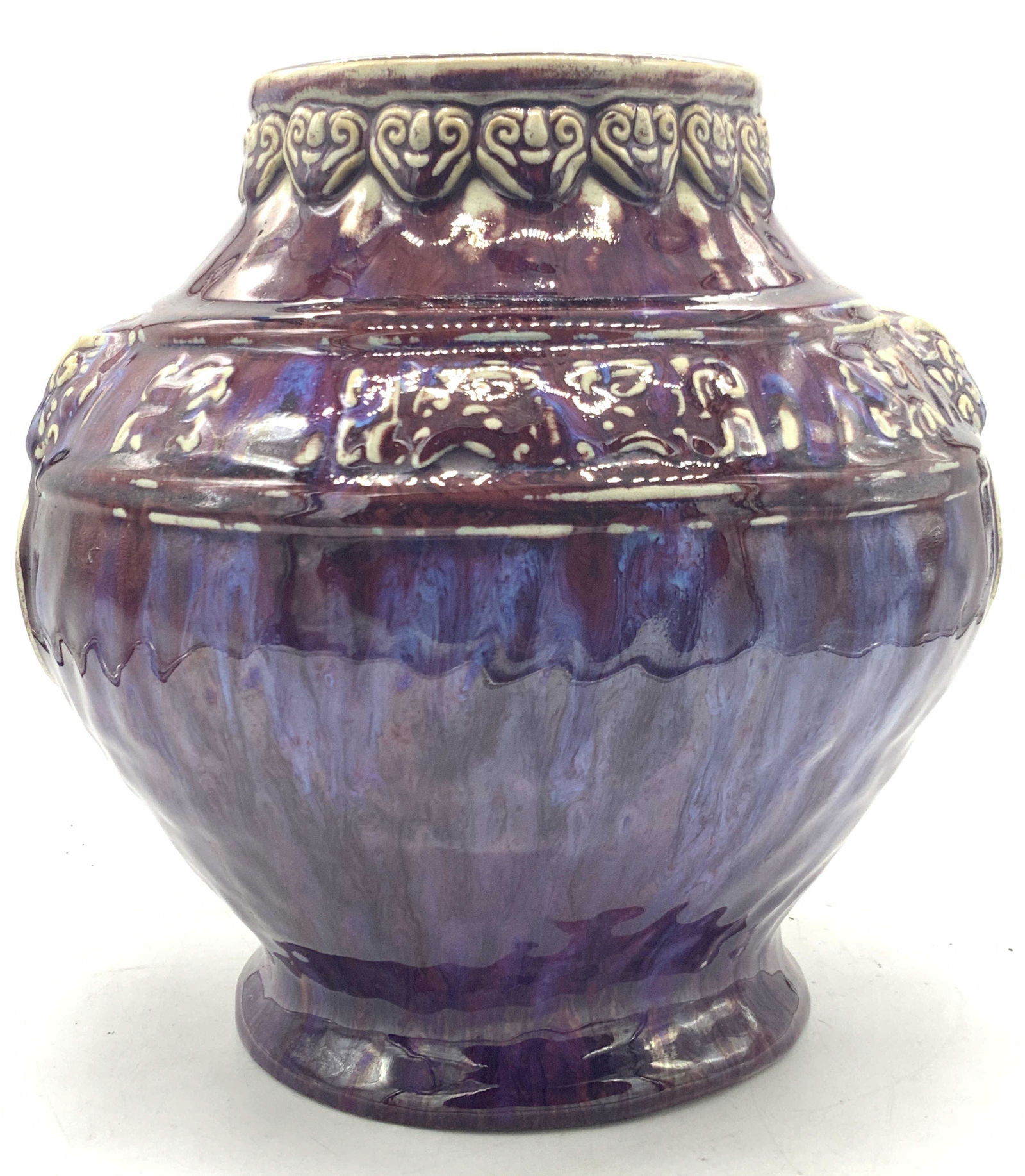 Vintage Magenta Toned Drip Glaze Ceramic Vessel (1 of 10)