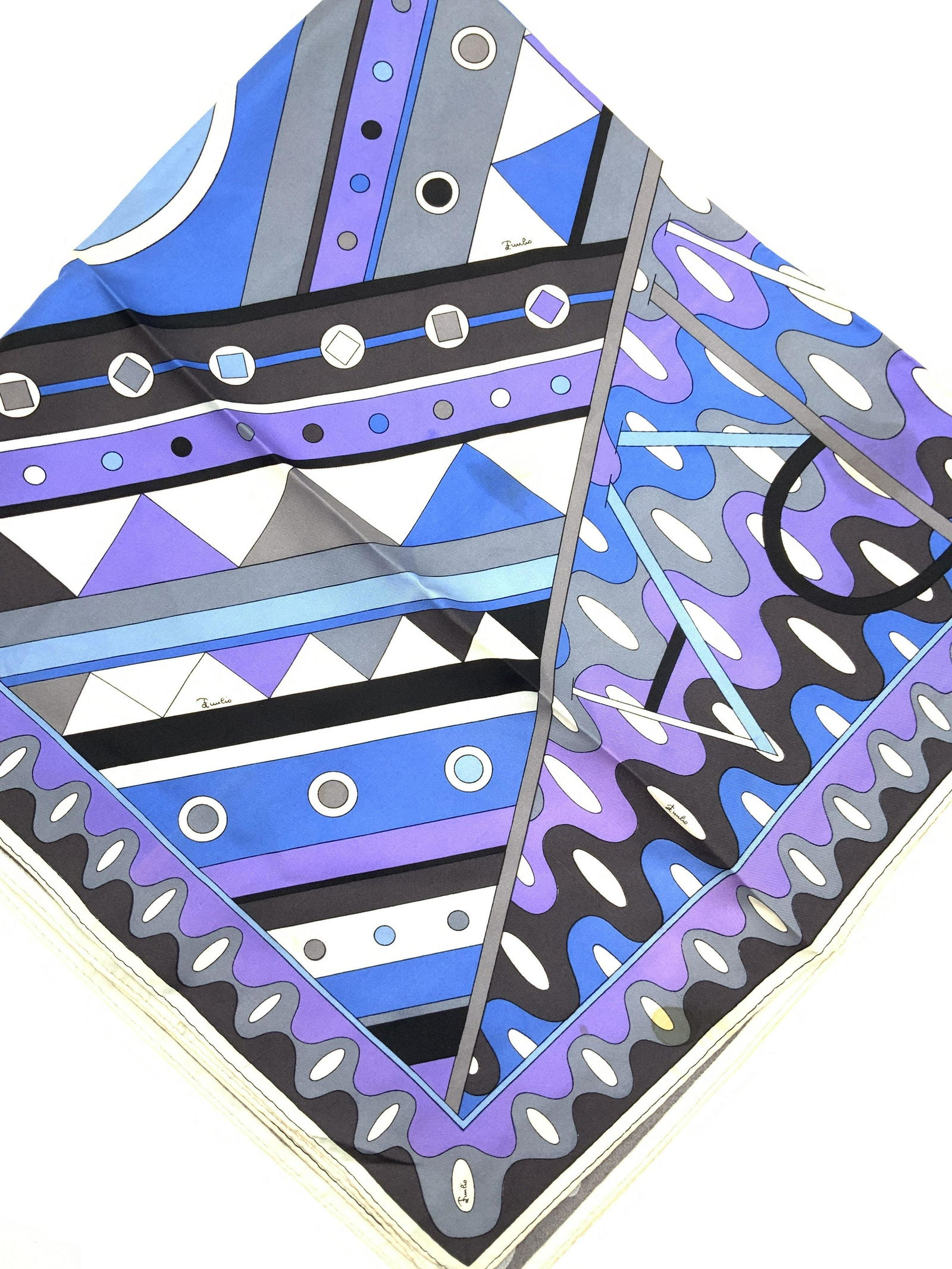 EMILIO PUCCI Signed Vtg Silk Cubist Pattern Scarf (1 of 8)
