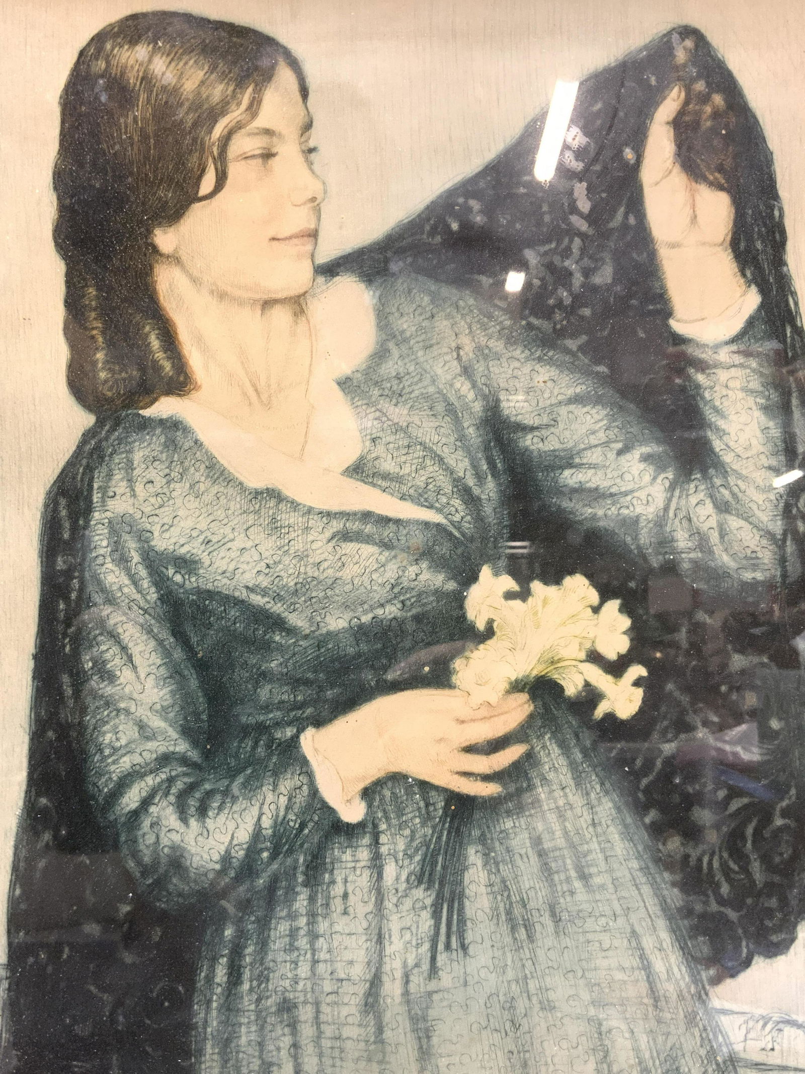 Signed Corneille Max Etching of A Woman With Bee (1 of 10)