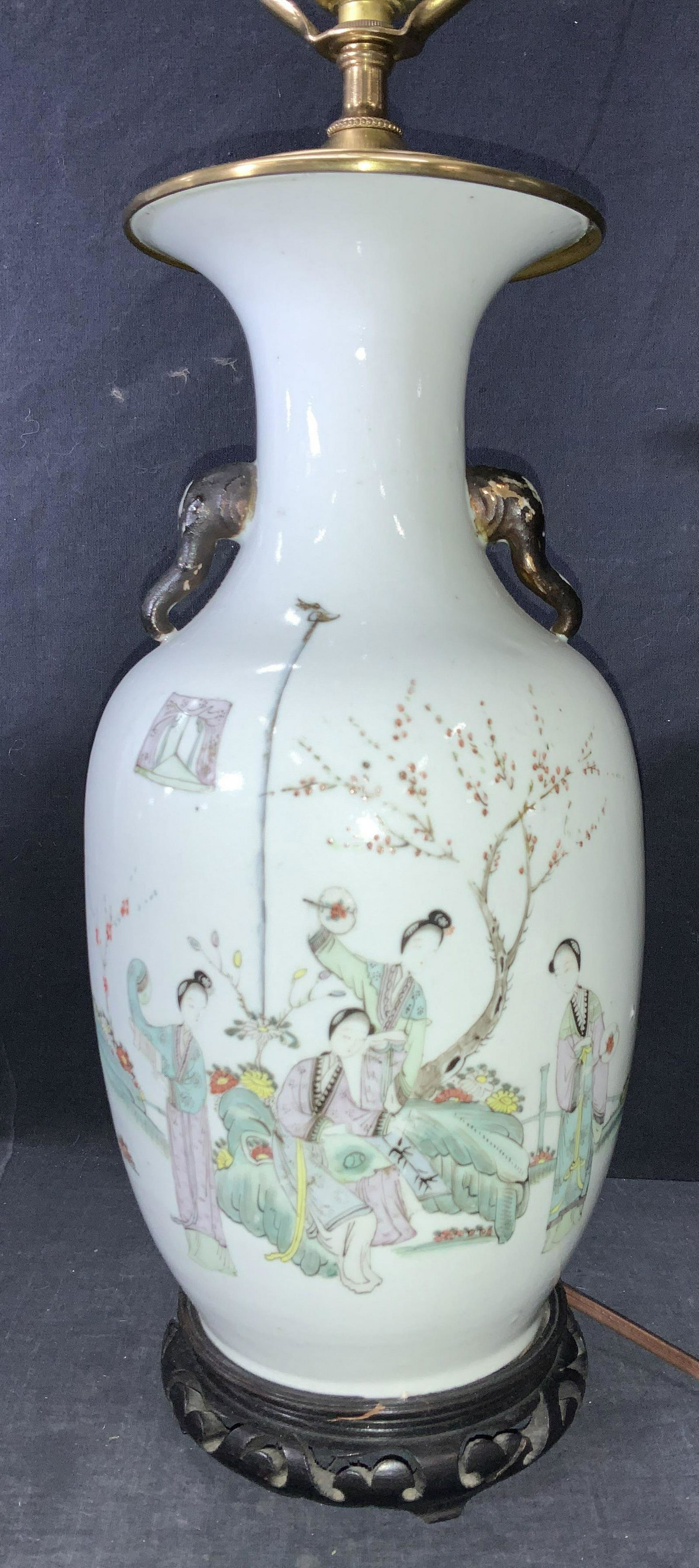 Antique Signed Celadon Chinese Vase Lamp (1 of 8)