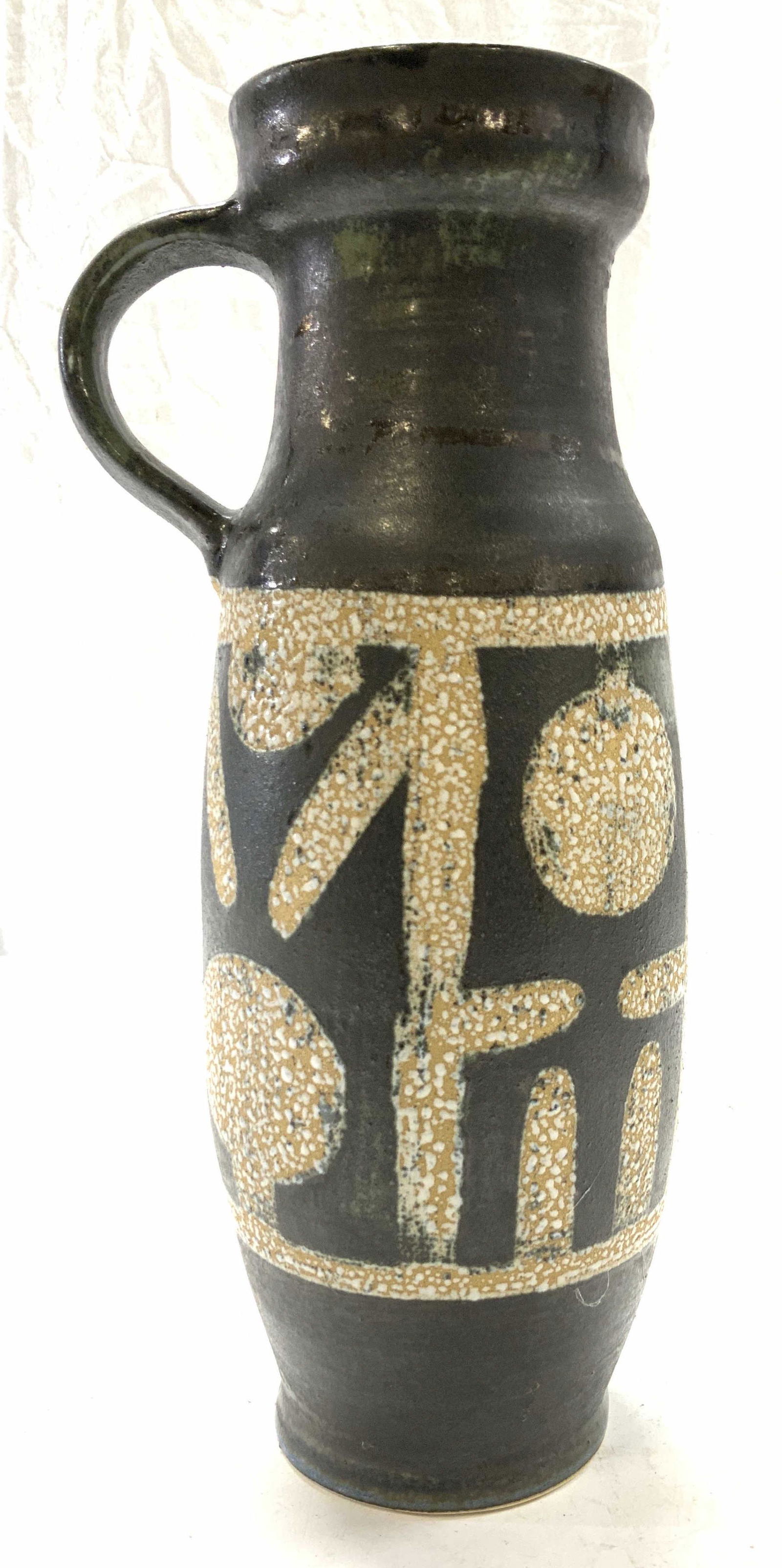 MCM SIGNED Primitive Style Ceramic Jug, Israel (1 of 6)