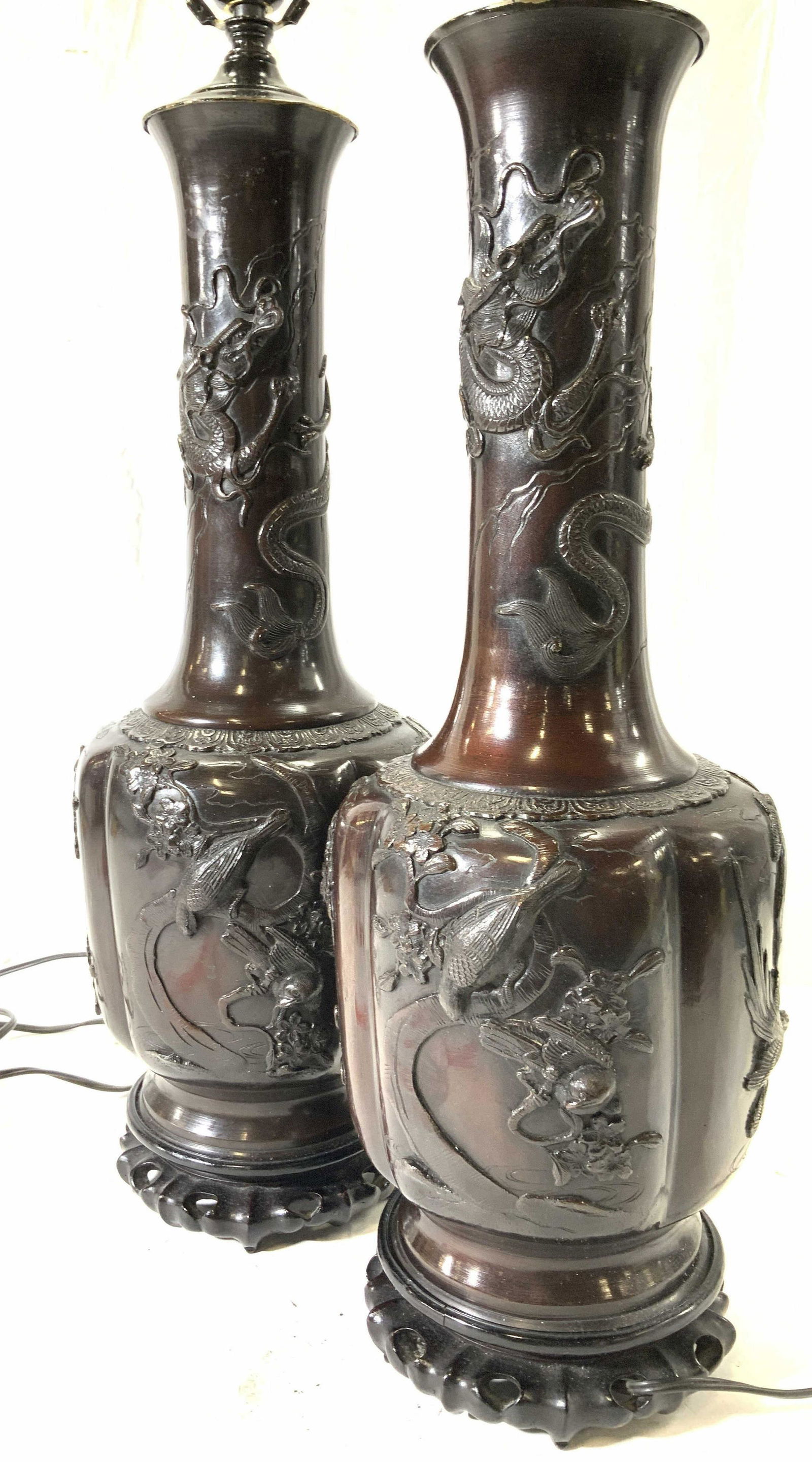 Pair Antique Asian Bronze Lamps (1 of 11)