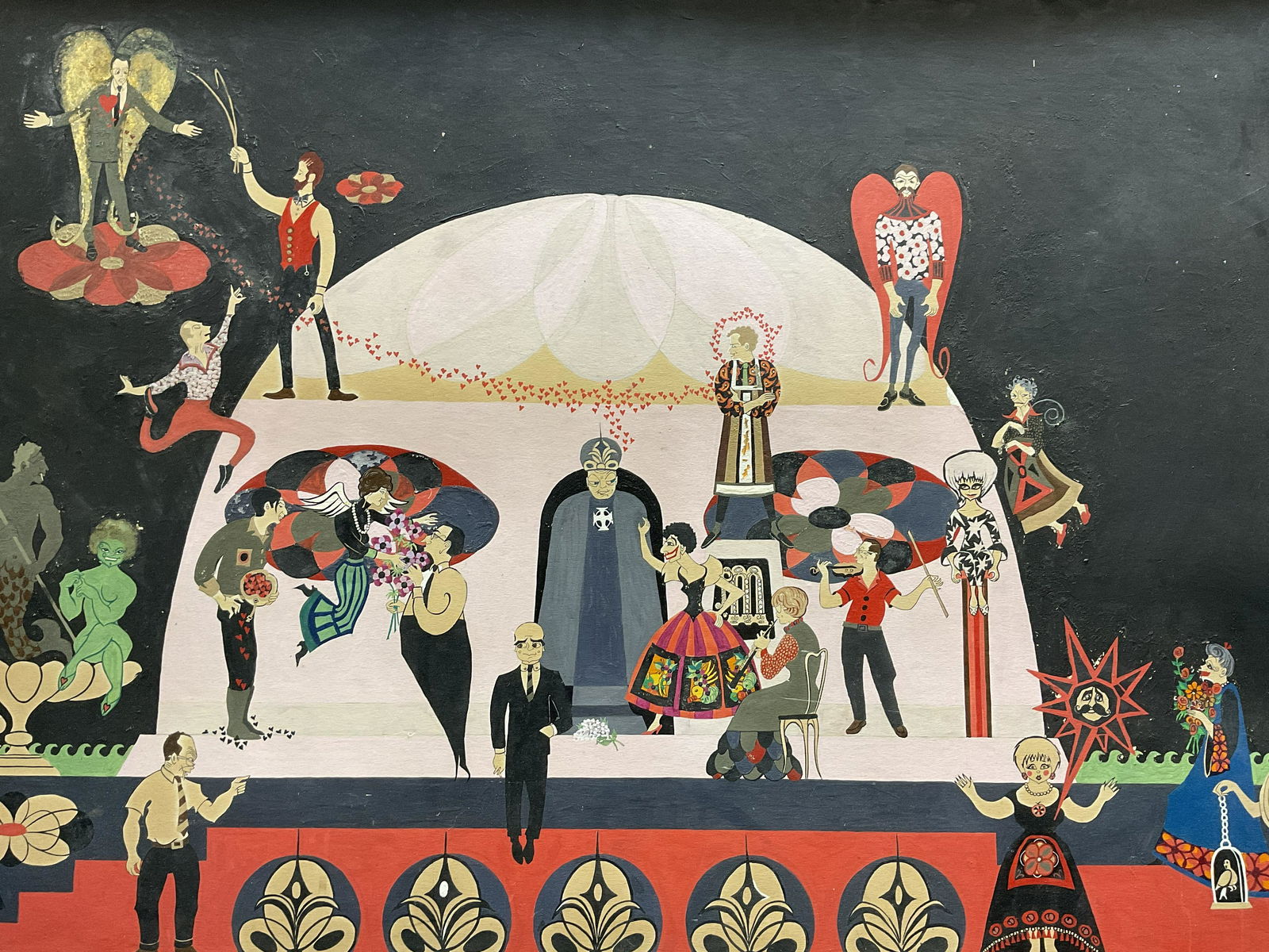 Folk Art Gouache Painting of a Surrealist Scene (1 of 10)