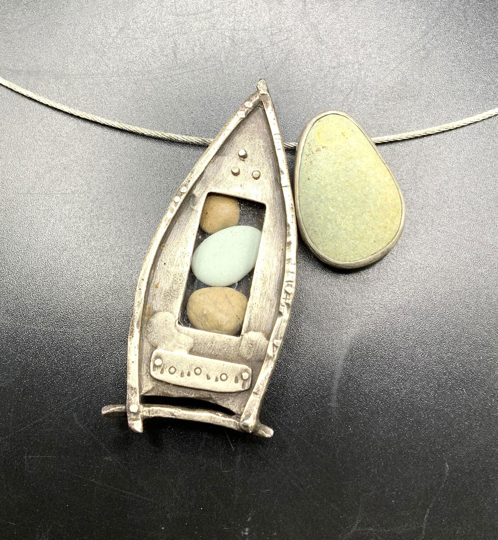 STERLING SILVER Natural Stone Pendant Necklace (1 of 10)