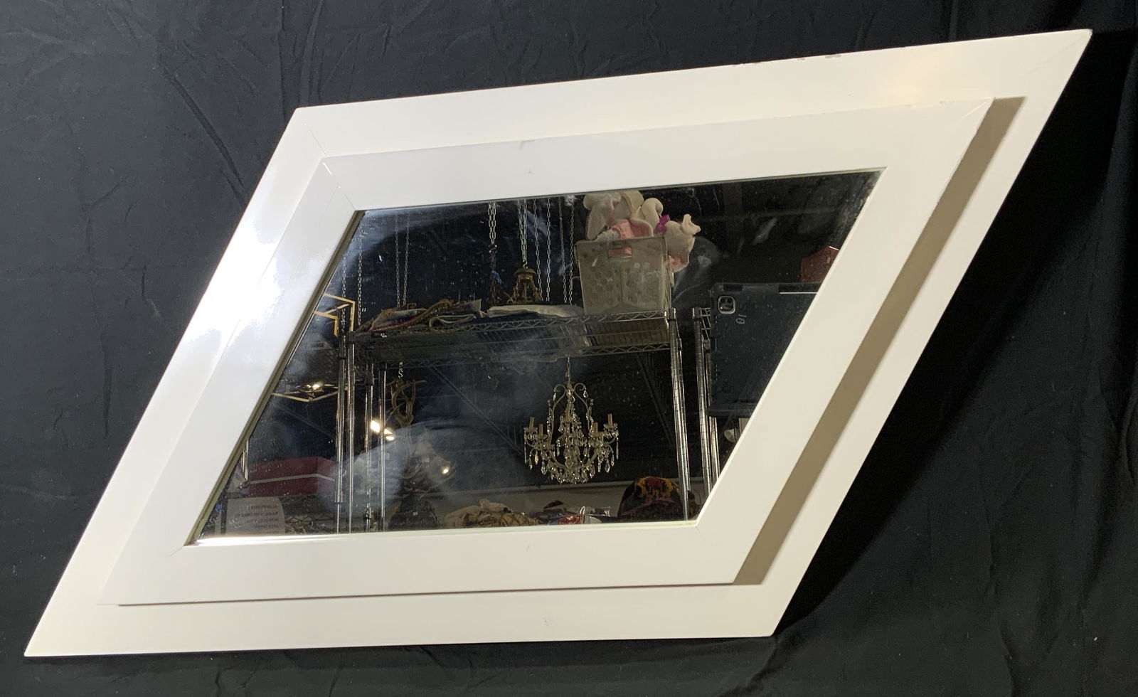 Modern White Double Trapezoid Mirror (1 of 5)