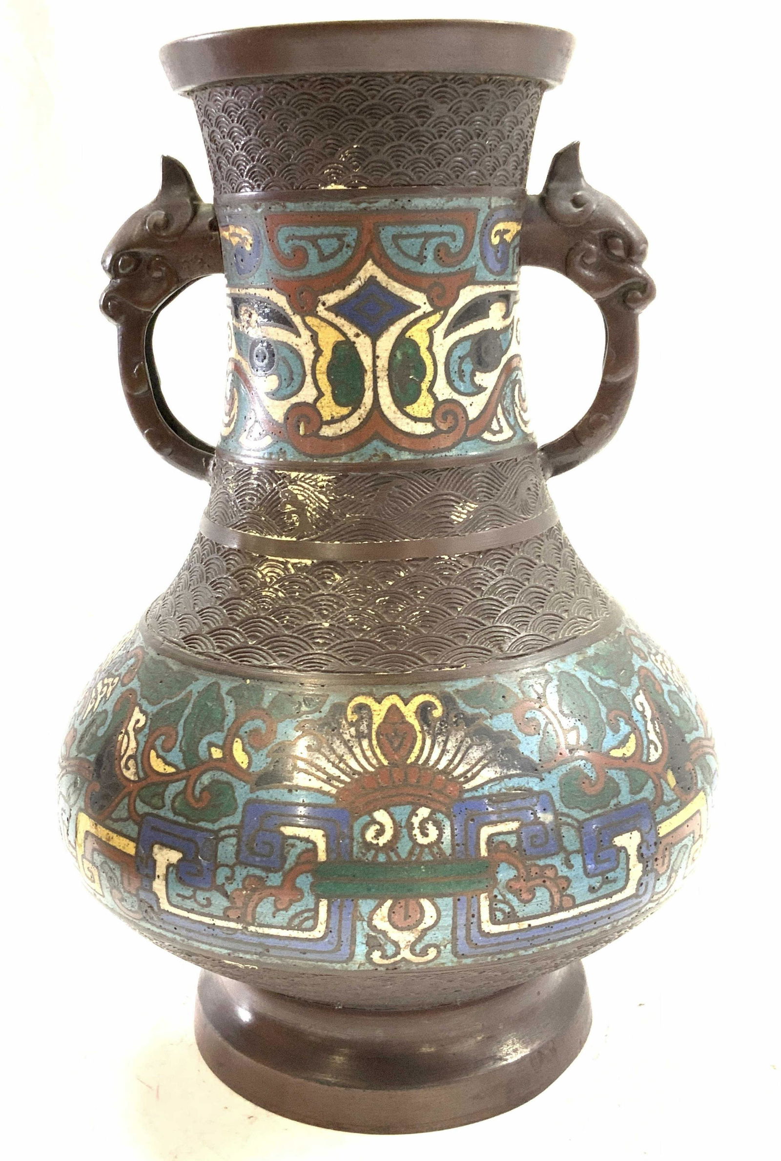 Antique Champleve Asian Cloisonne Vessel, 1910 (1 of 6)
