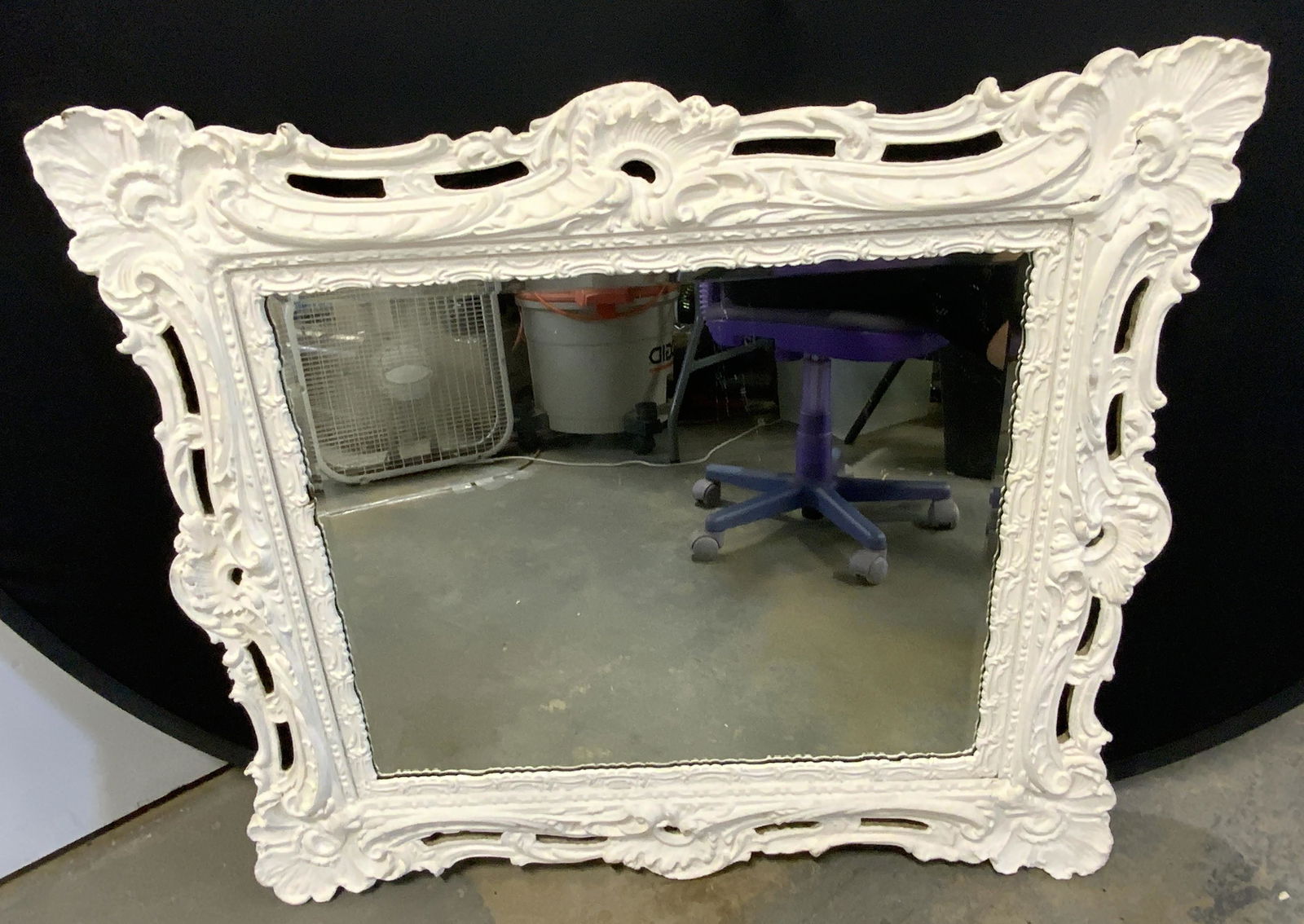 Antique Carved & Painted White Wooden Mirror (1 of 13)