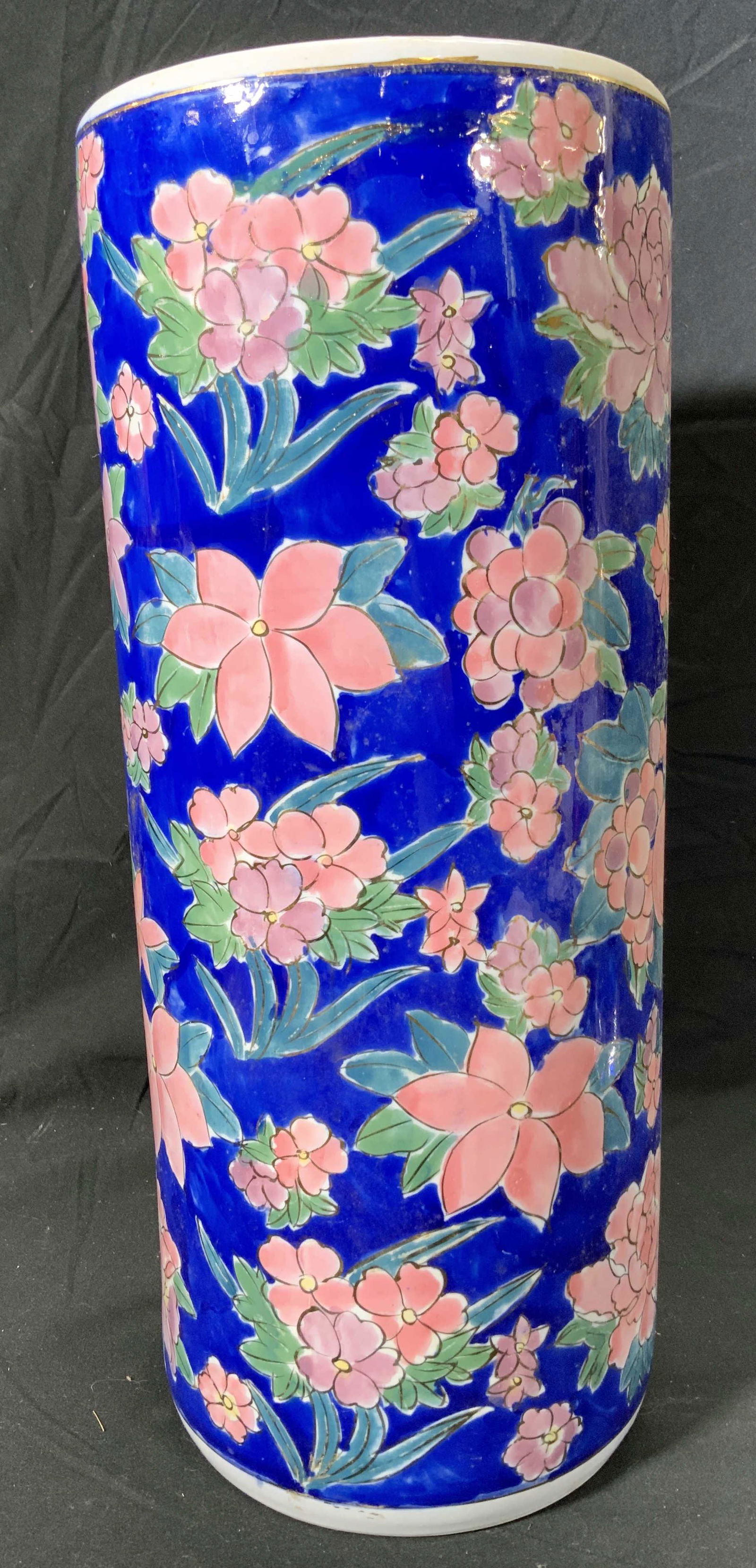 Vintage Chinese Floral Cylindrical Vessel (1 of 5)