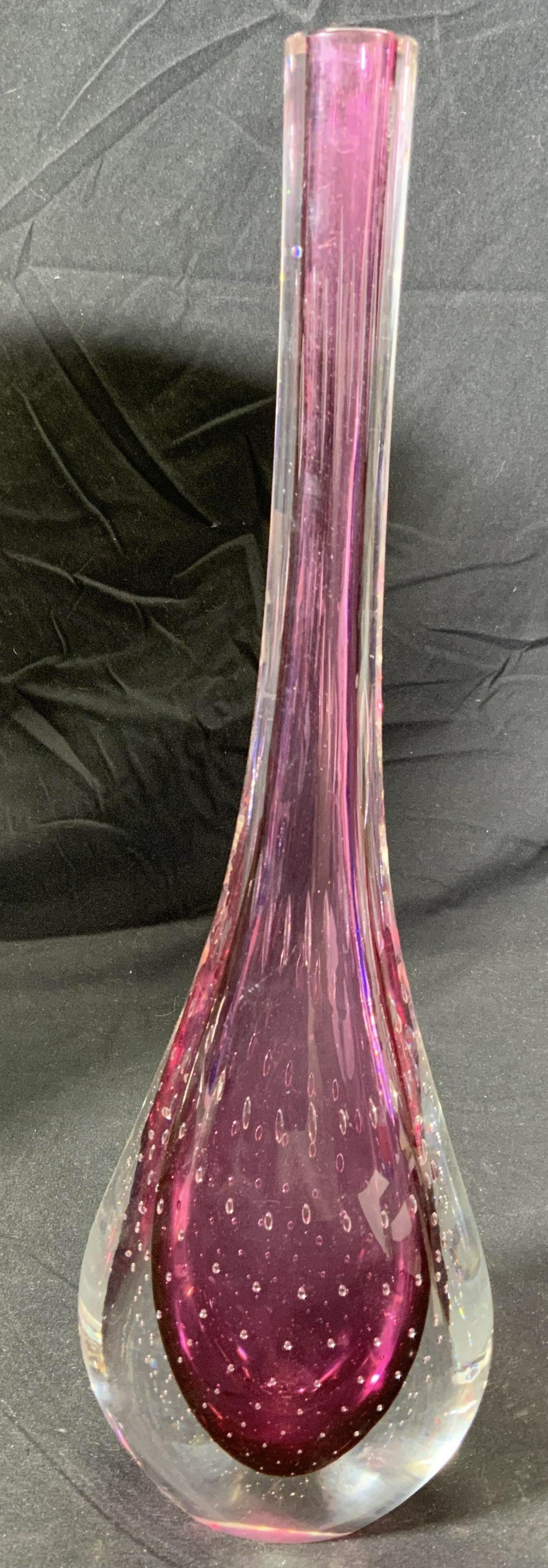 MURANO Style Hand Blown Bubble Glass Bud Vase (1 of 4)