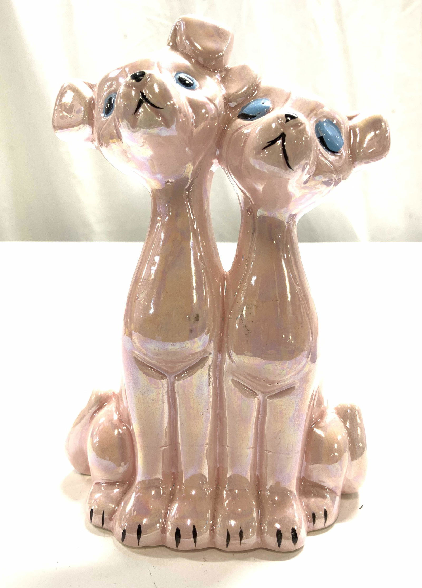 Vintage Pink Porcelain Seated Dog Figures (1 of 8)
