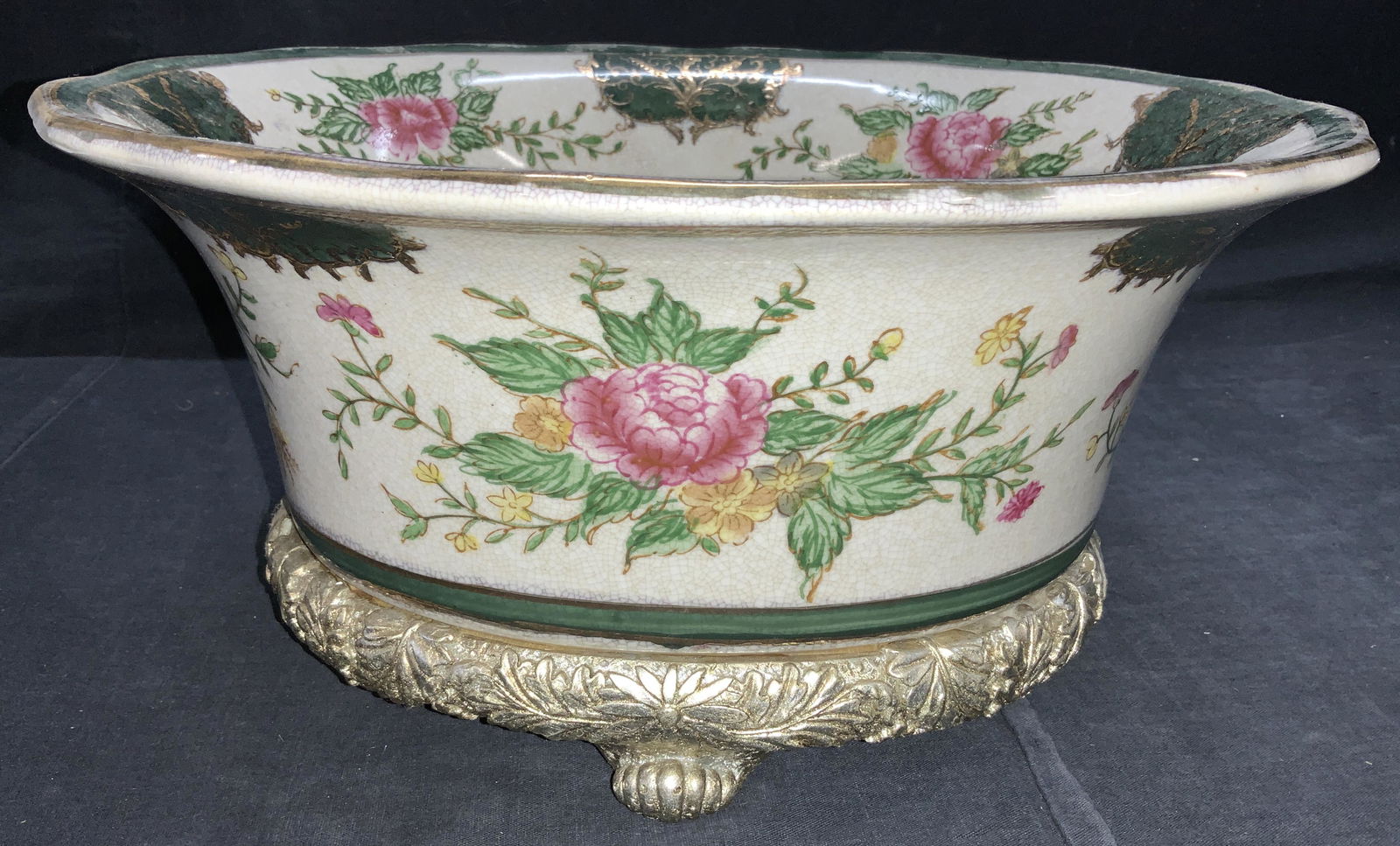 Footed Porcelain Chinoiserie Planter (1 of 7)