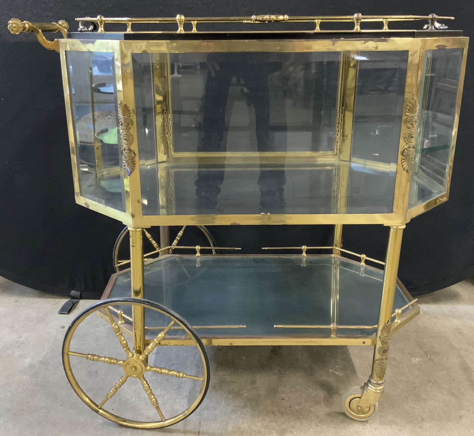 Attr Maison Jansen Vintage Brass & Glass Teacart (1 of 12)