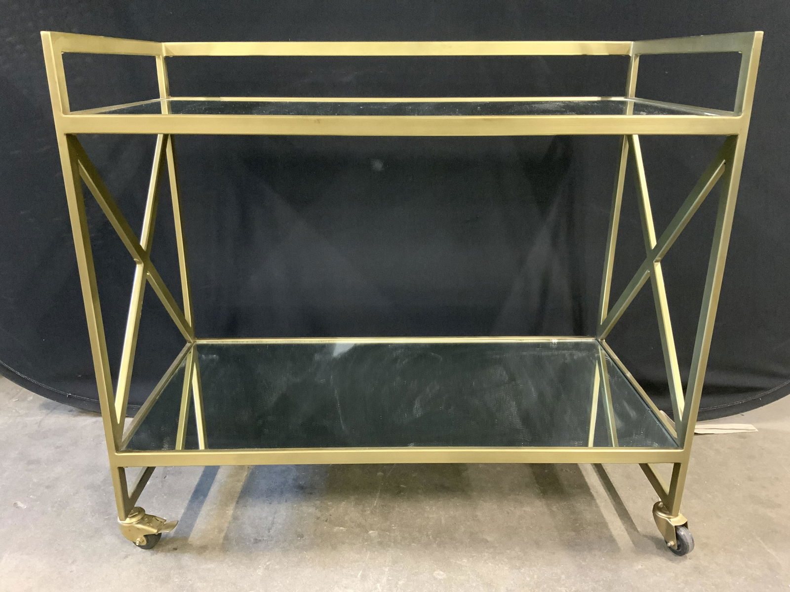 Two Tier Metal Bar Cart W Mirrored Tiers (1 of 10)