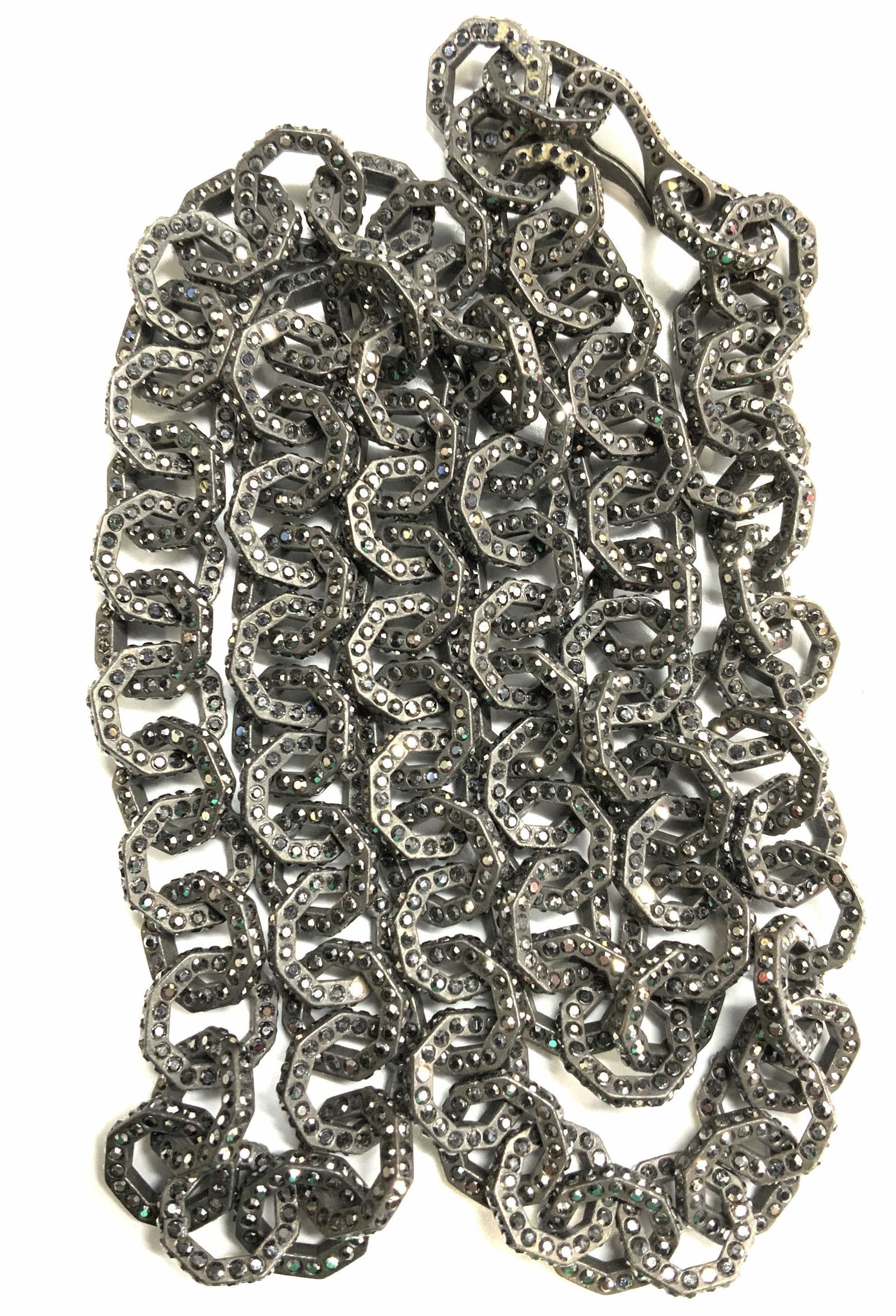 Gunmetal Chunky Chain Necklace w Crystals (1 of 4)