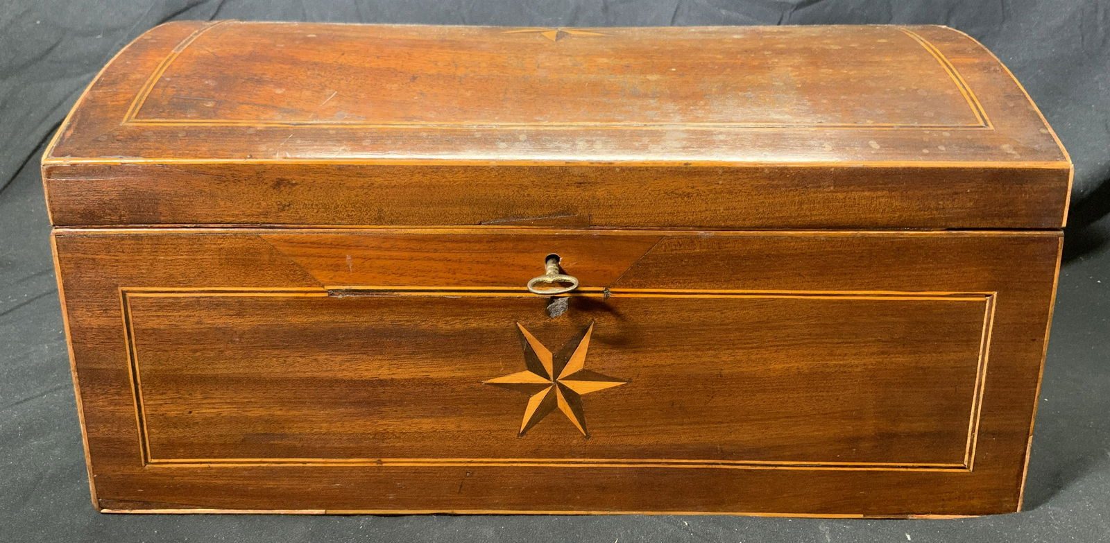 Antique Wood Domed Document Box w Key (1 of 7)