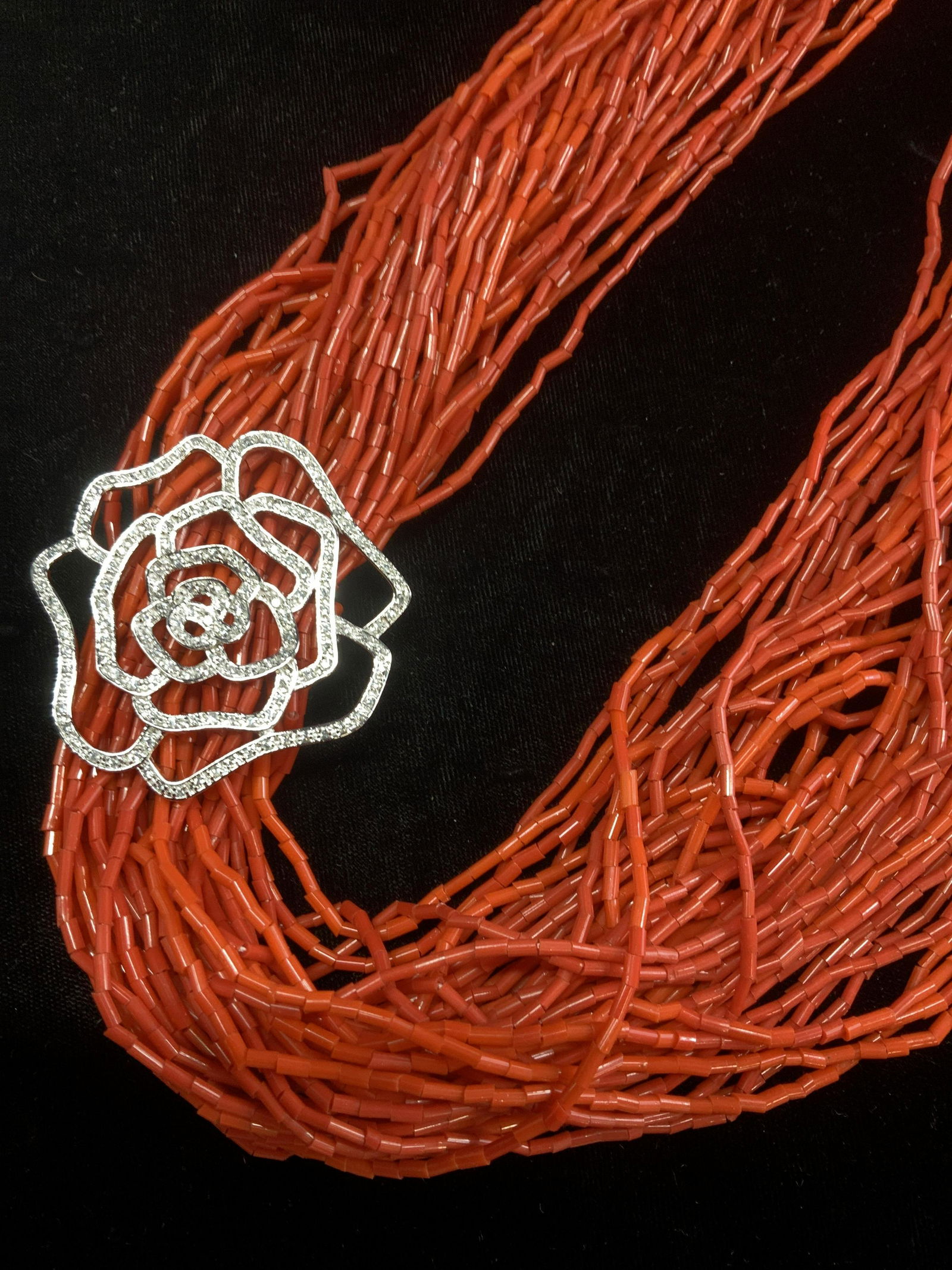 Coral Style Turquoise Hand Beaded Necklace, CZ (1 of 7)