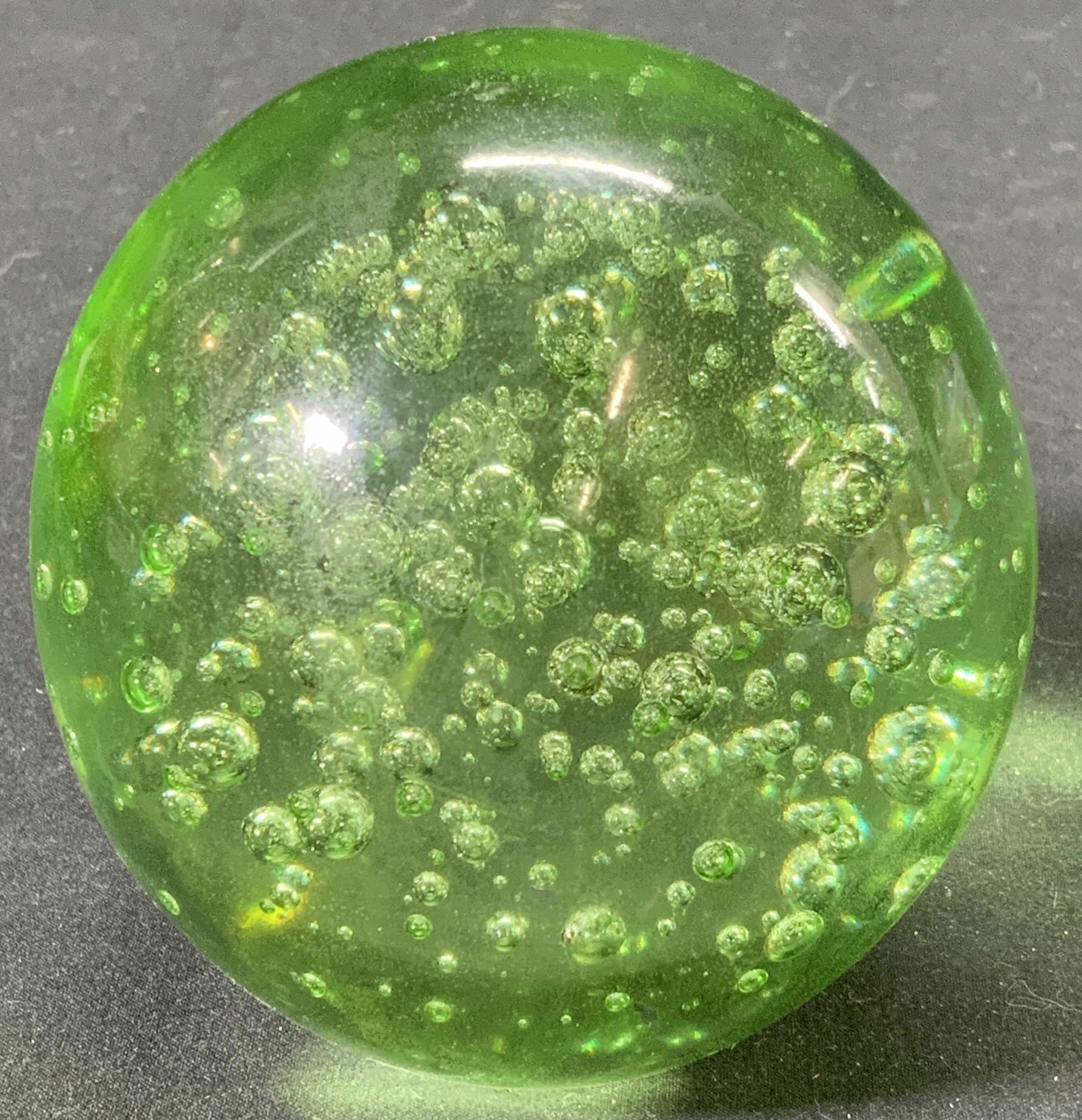 Vintage Green Art Glass Bubble Sphere Paperweight (1 of 4)