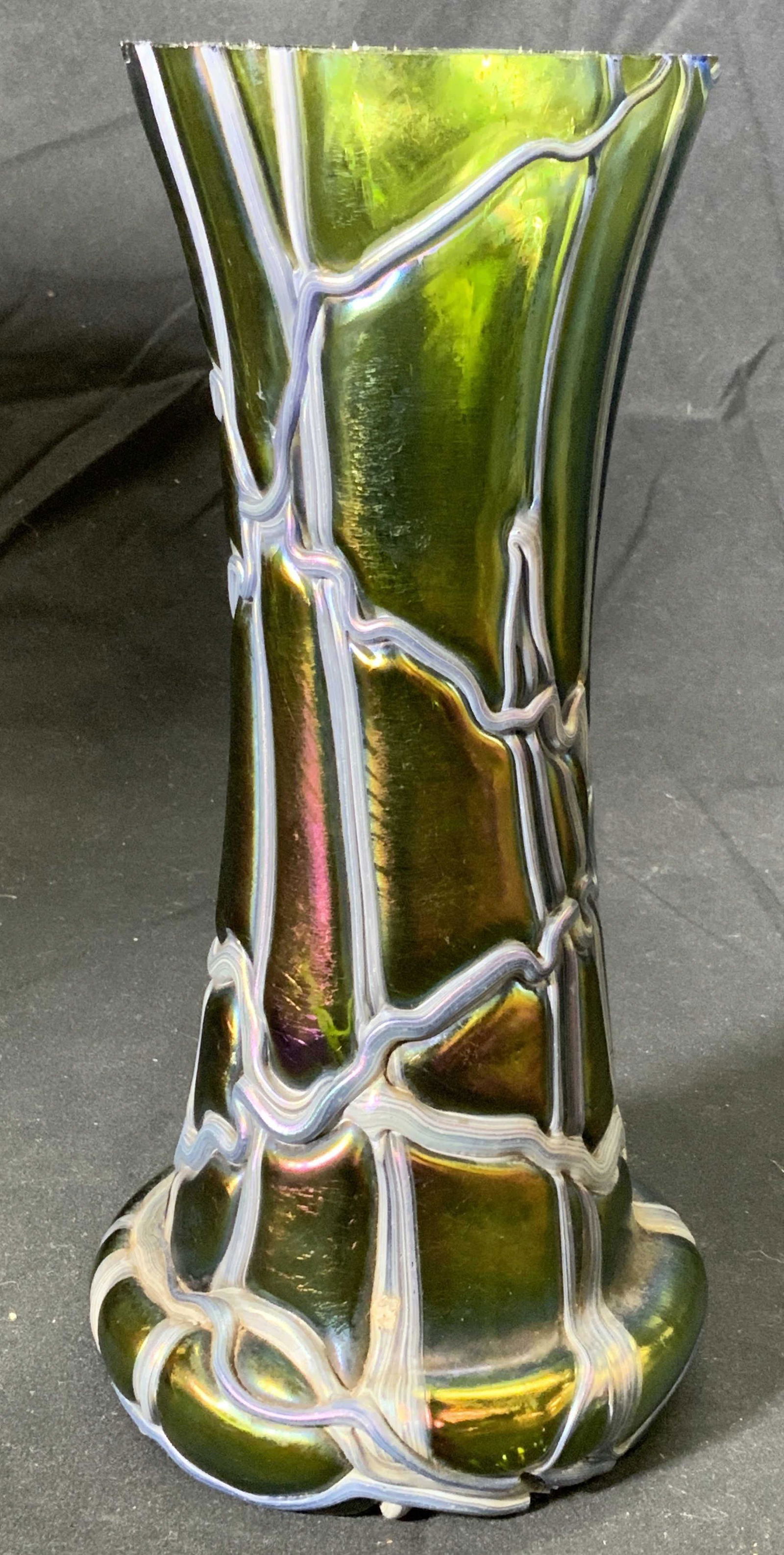 Vintage Green Carnival Art Glass Vase (1 of 5)
