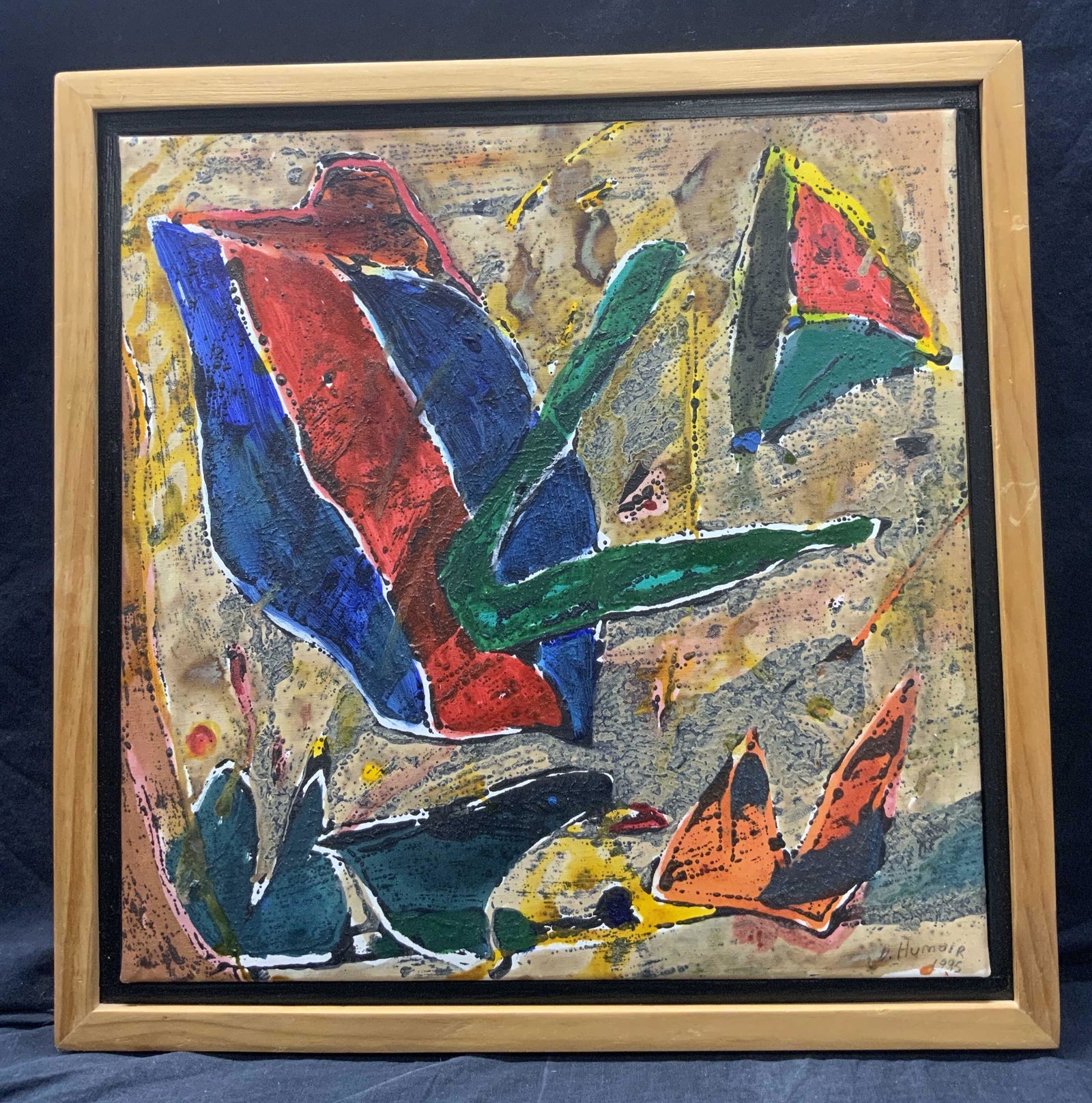 D. HUMAIR Vintage Mixed Media Abstract Art Piece (1 of 12)