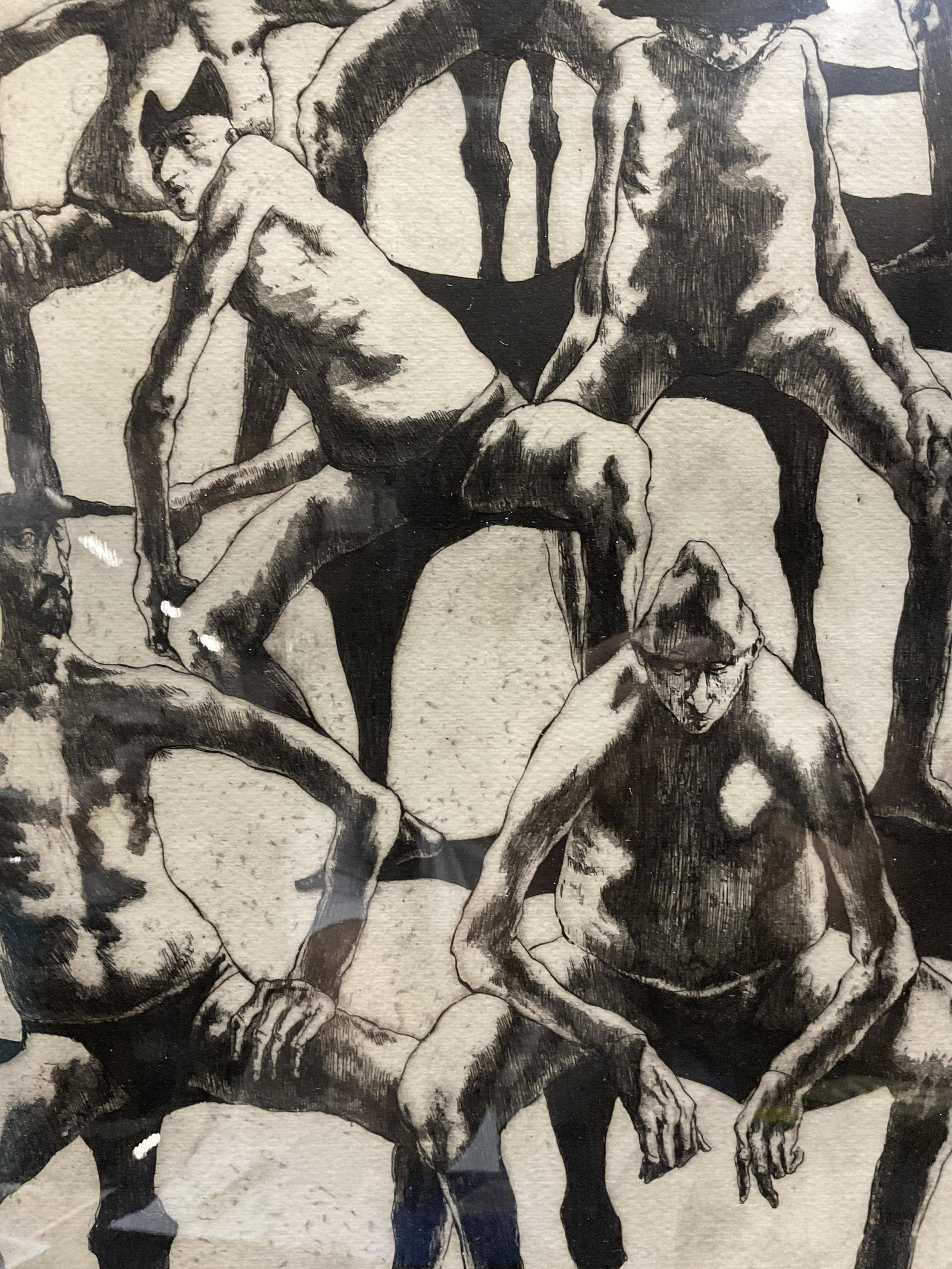 JOHN FENTON Signed Personages Etching: JOHN FENTON Signed Personages Etching, signature to lower right reads John Fenton k, inscriptions read AP/50, inscriptions read Personages, subject a seated group of semi nude men, measures 20 5/8 x 1