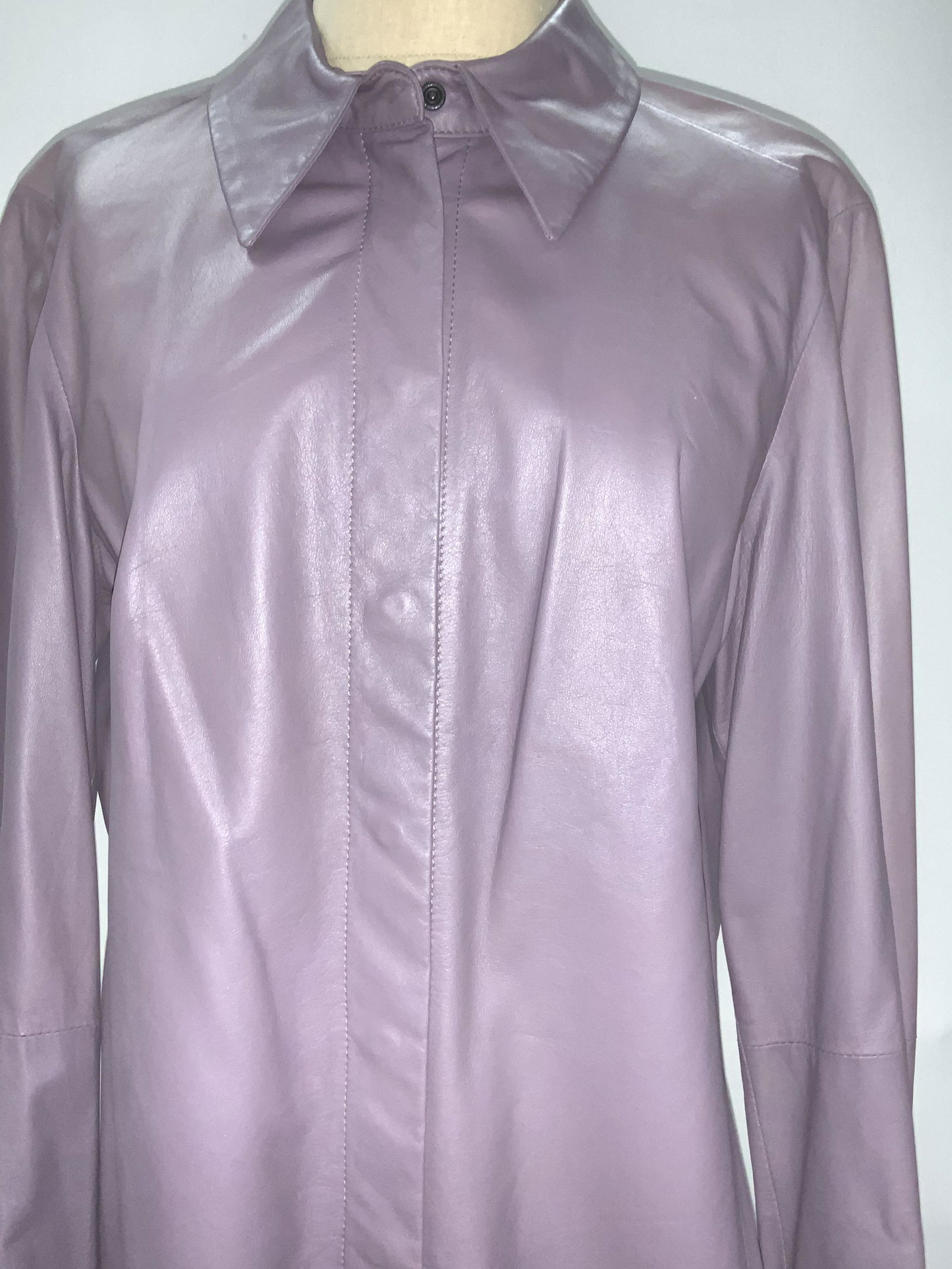 MAXMARA Leather Long Sleeve Top in Lavender, Italy (1 of 8)