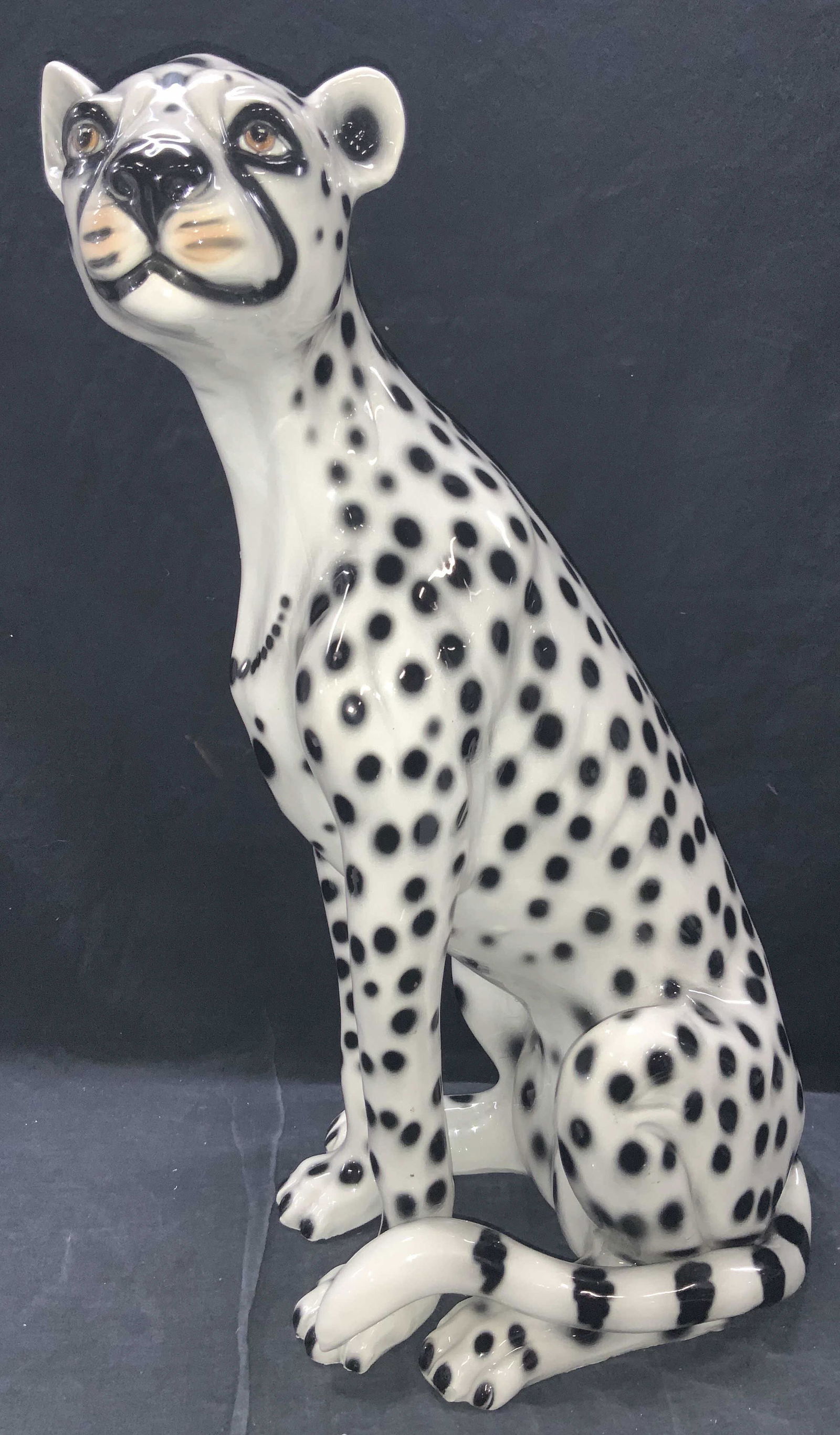 23 Inch White Cheetah Ceramic Floor Sculpture (1 of 10)
