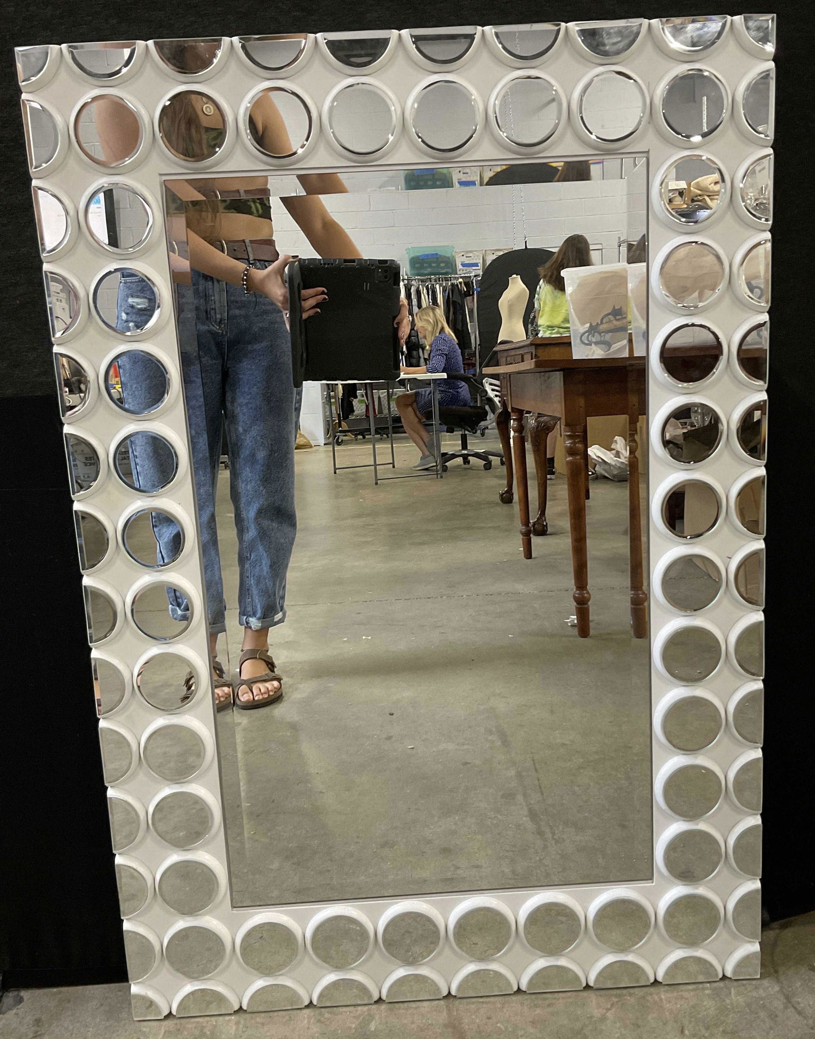 Modern Beveled Mirror W Beveled Circle Mirrors (1 of 11)