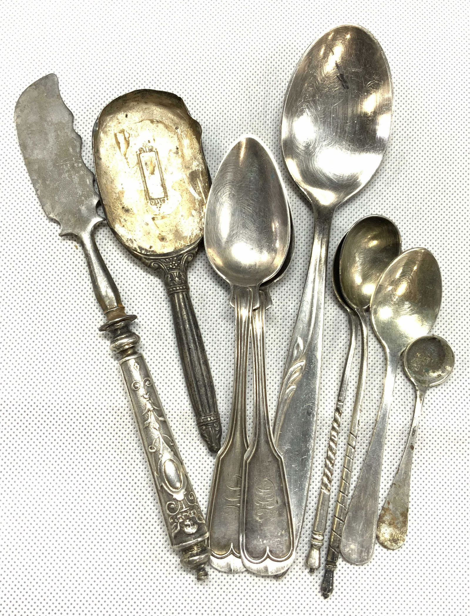 Antique Sterling & SP Monogrammed Utensils (1 of 13)