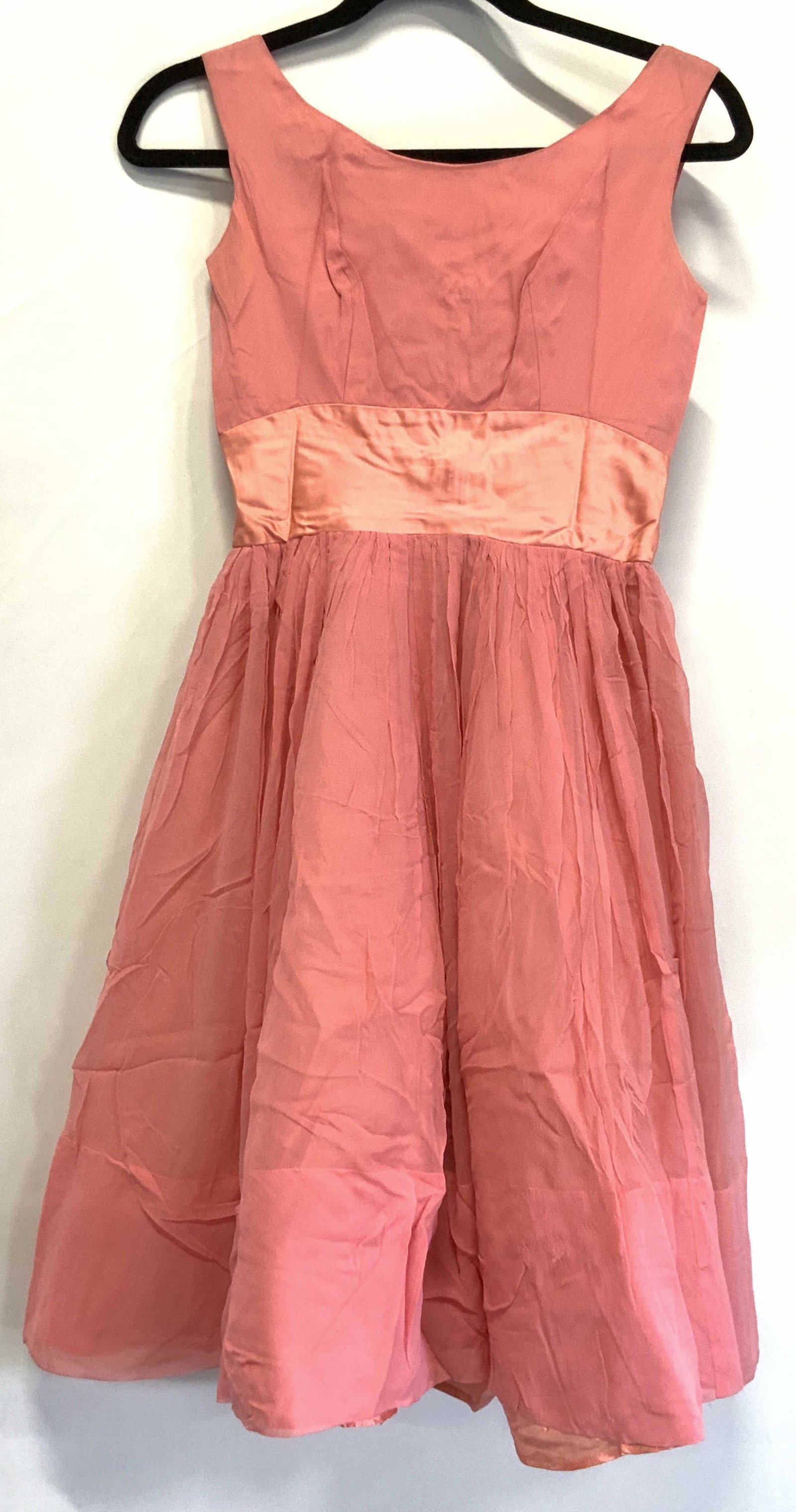 Pink 1950s Chiffon Style Ribbon Dress (1 of 4)