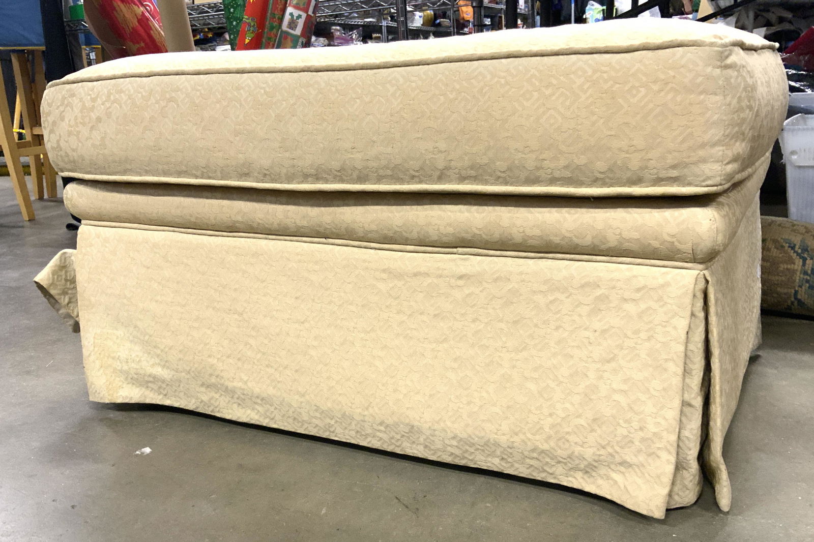 Vintage Skirted Ottoman W Gold Tone (1 of 9)