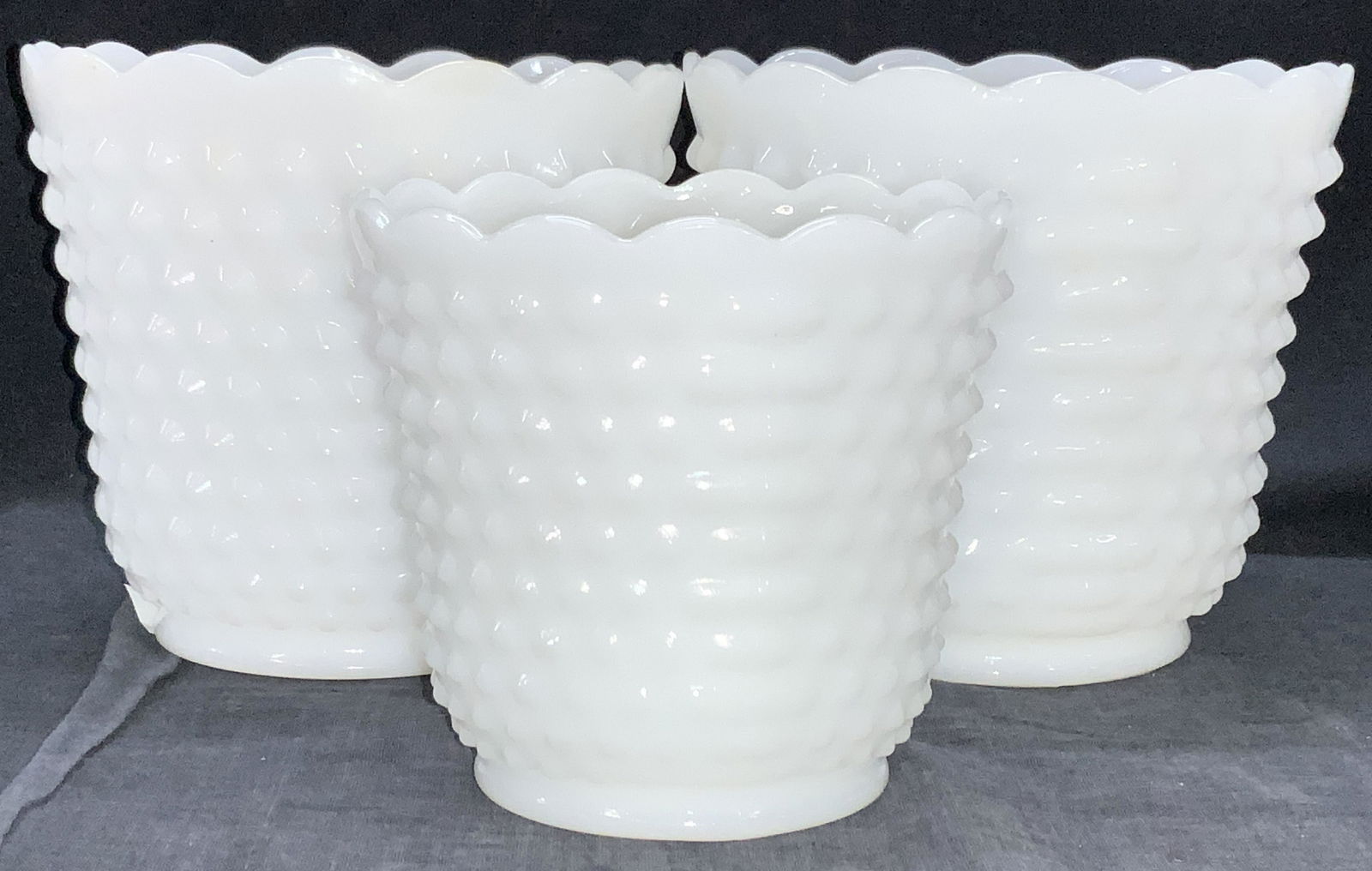 Lot 3 Vintage FIRE KING Milk Glass Vessels (1 of 9)