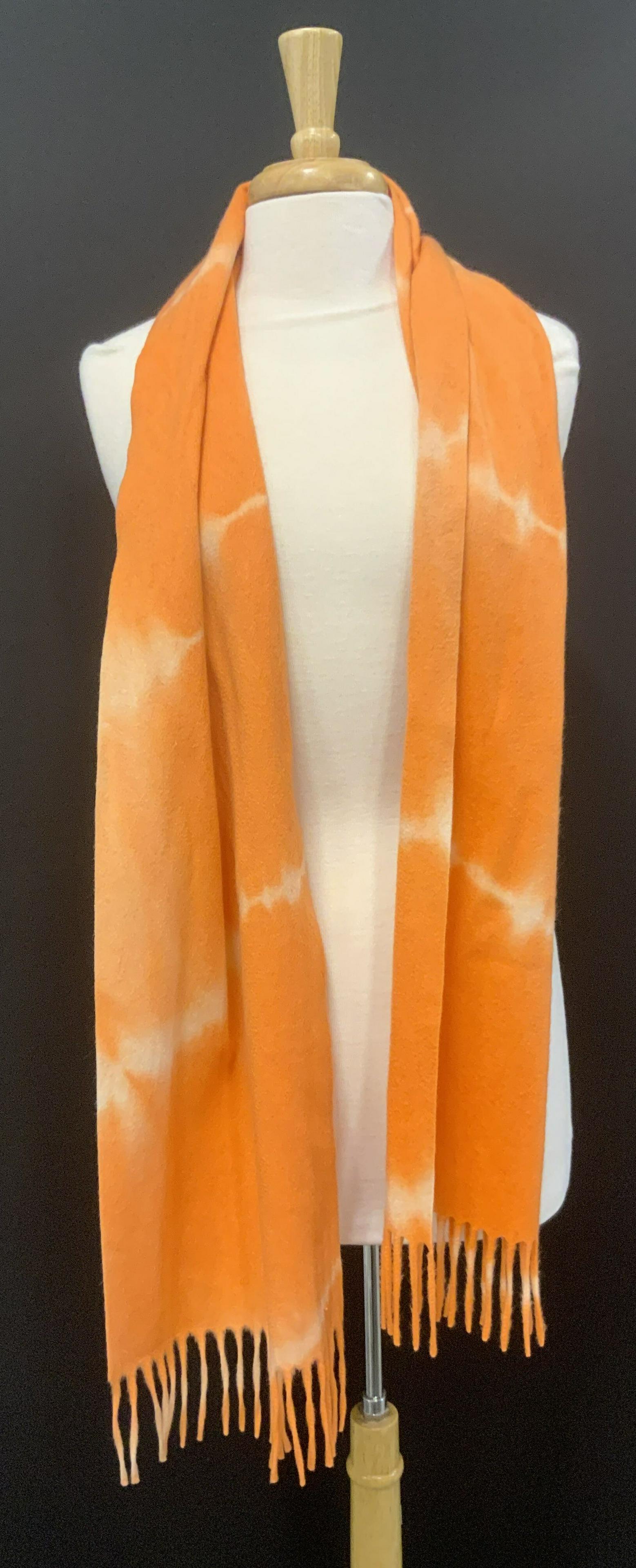 Orange Tie Dye Fringed Scarf (1 of 4)