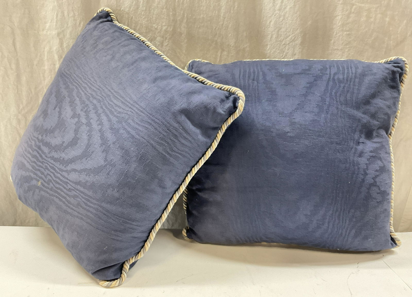 Pair Blue Damask Throw Pillows (1 of 5)