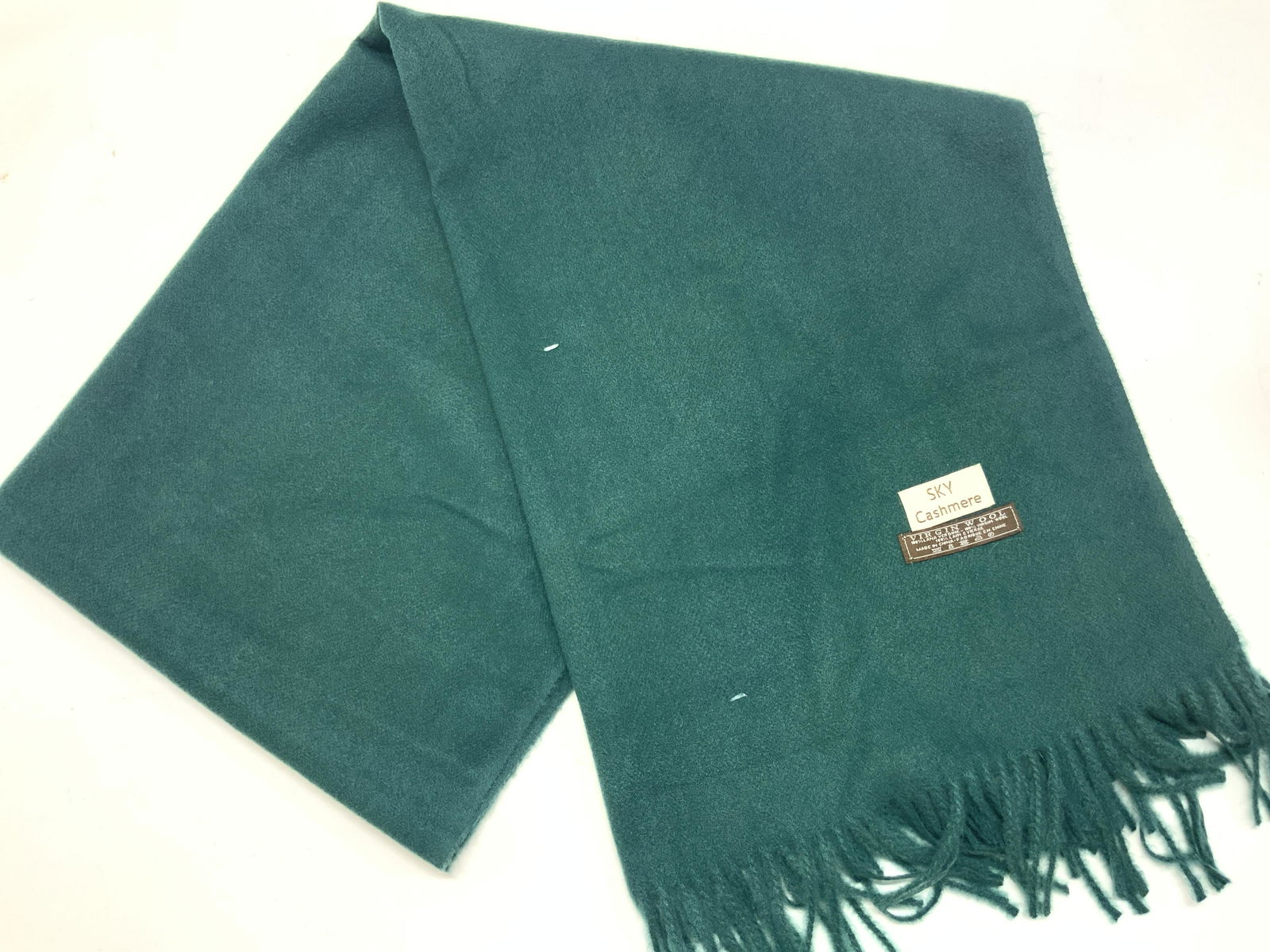 SKY CASHMERE 100% Virgin Wool Fringe Scarf (1 of 8)