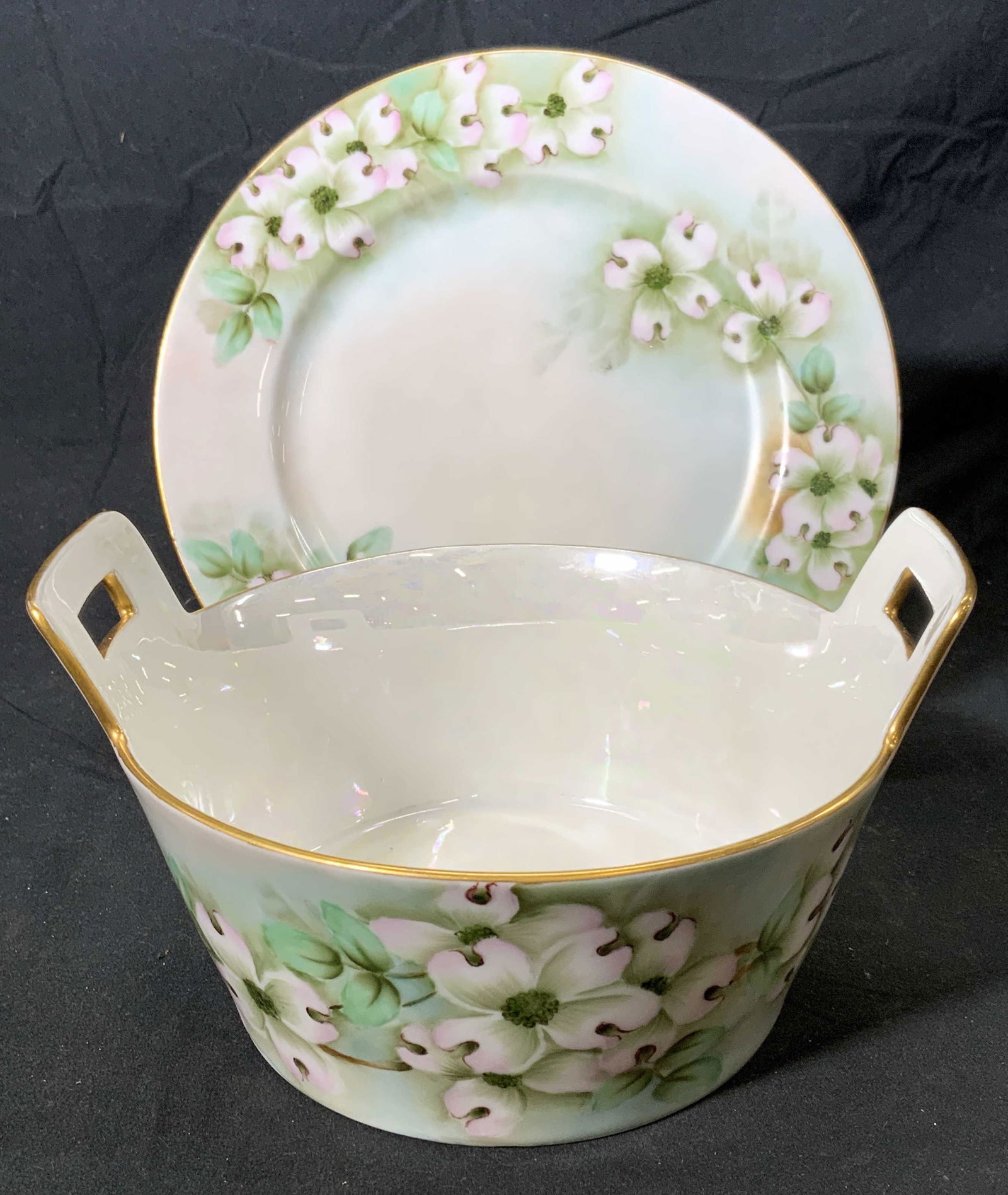 Set2 LIMOGES Floral Porcelain Bowl & Plate, France (1 of 6)