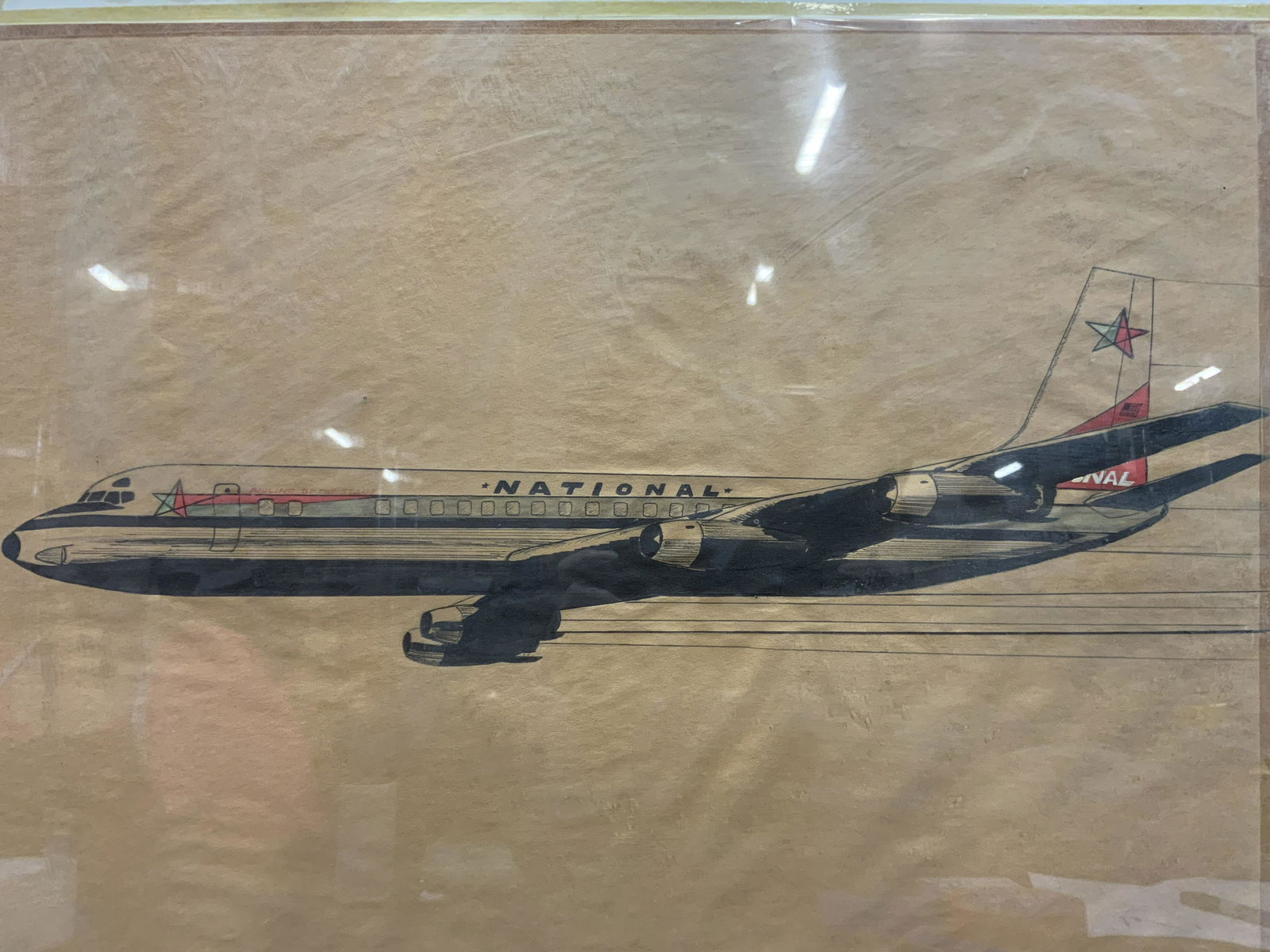 Vintage Signed Ink Drawing of Airplane (1 of 4)