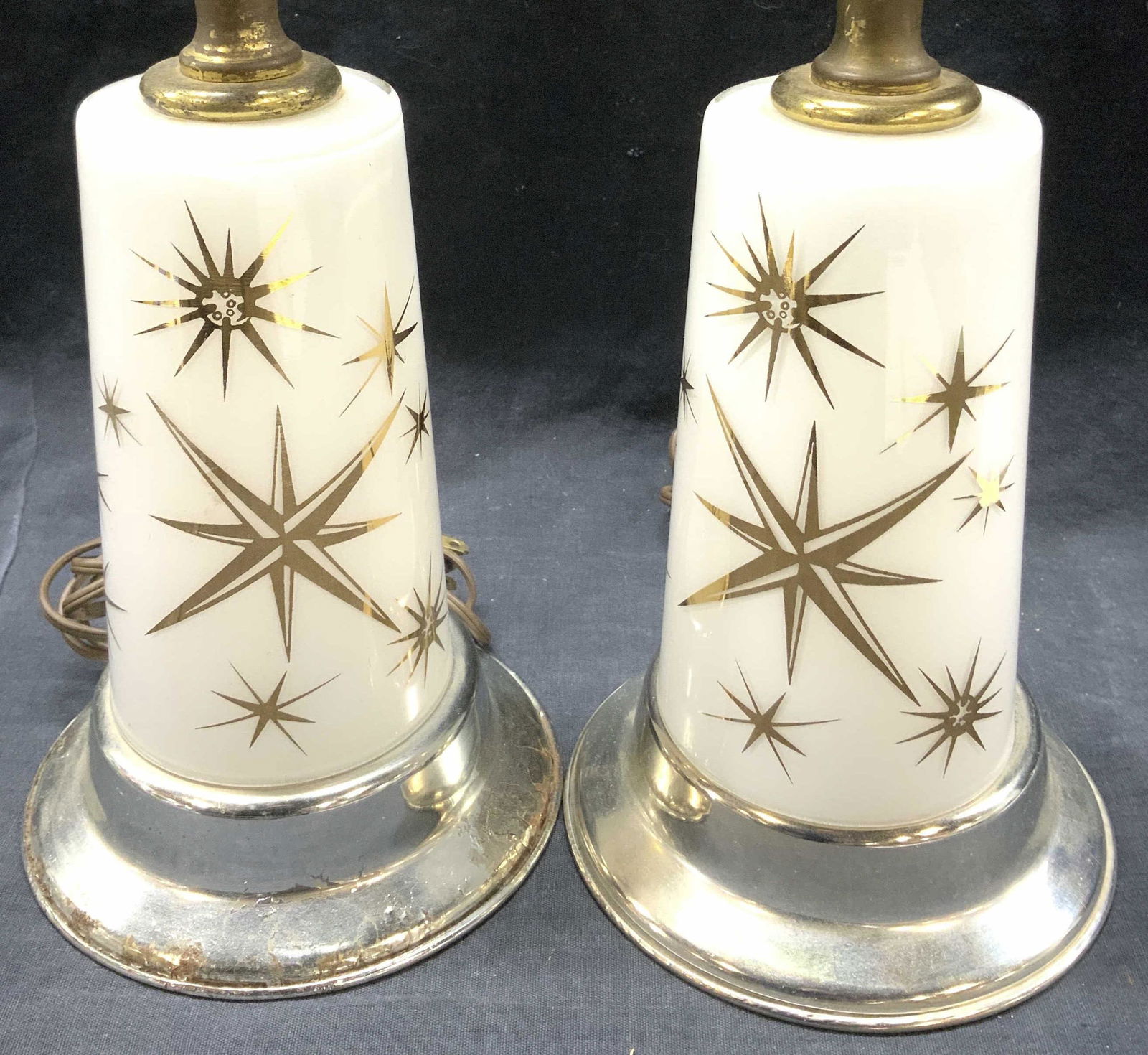 Pair Glass Table Lamps W Star Detail (1 of 7)