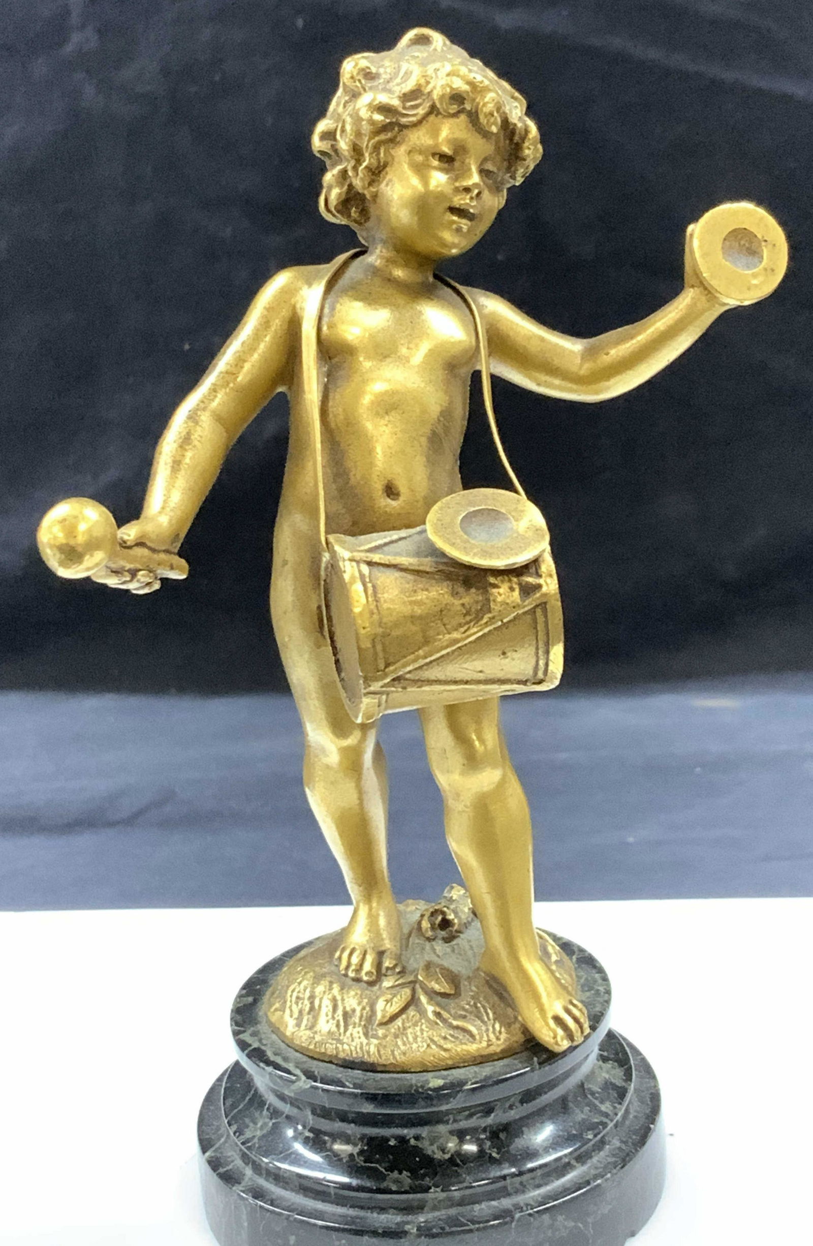 Antique Auguste MOREAU Sgn Boy Statuette w Drum (1 of 8)