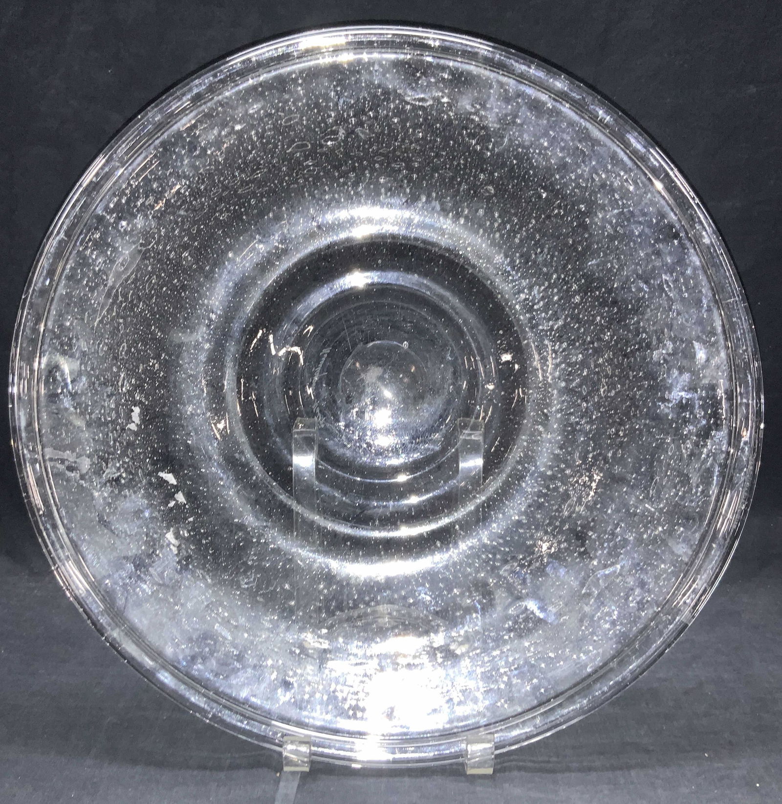 Signed Vintage Bubble Crystal Centerpiece Dish (1 of 6)