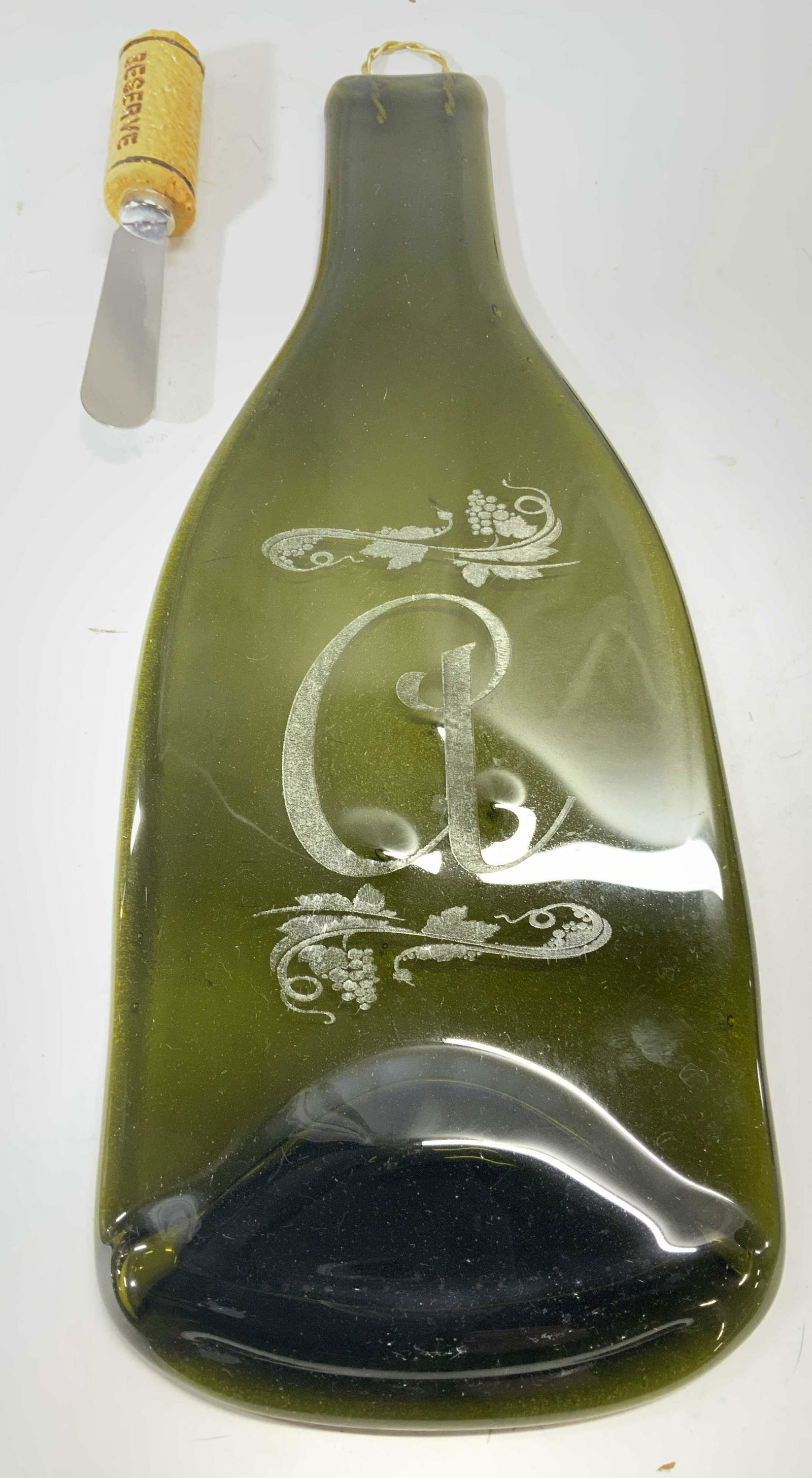 Monogrammed Glass Cheeseboard W Knife In Box (1 of 7)