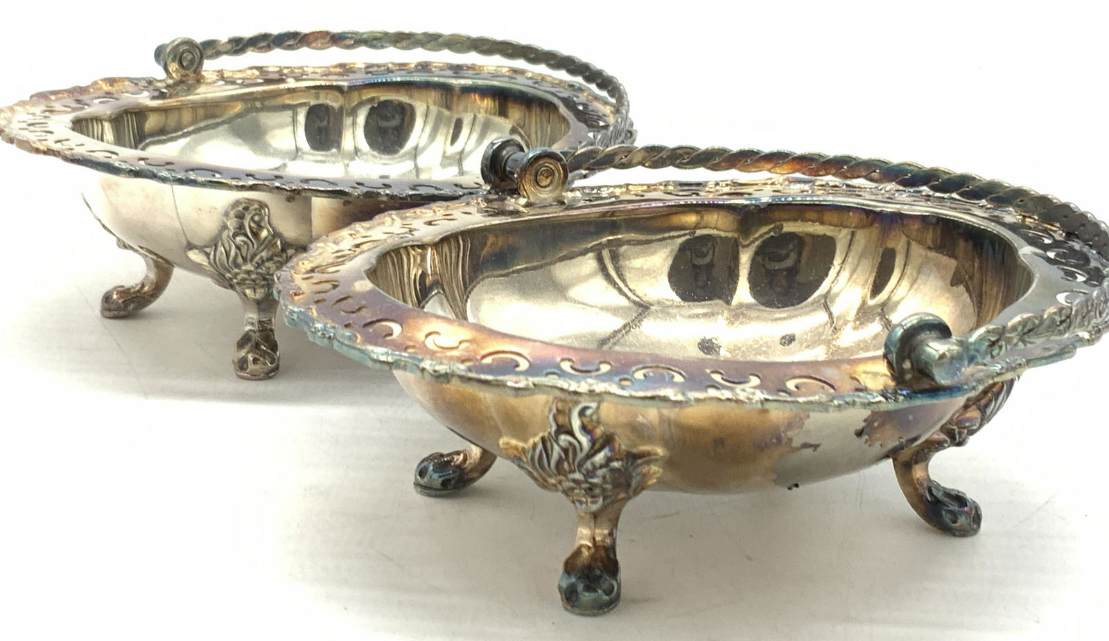 Pair Vintage Quadruple Silver Plate Footed Vessels (1 of 7)