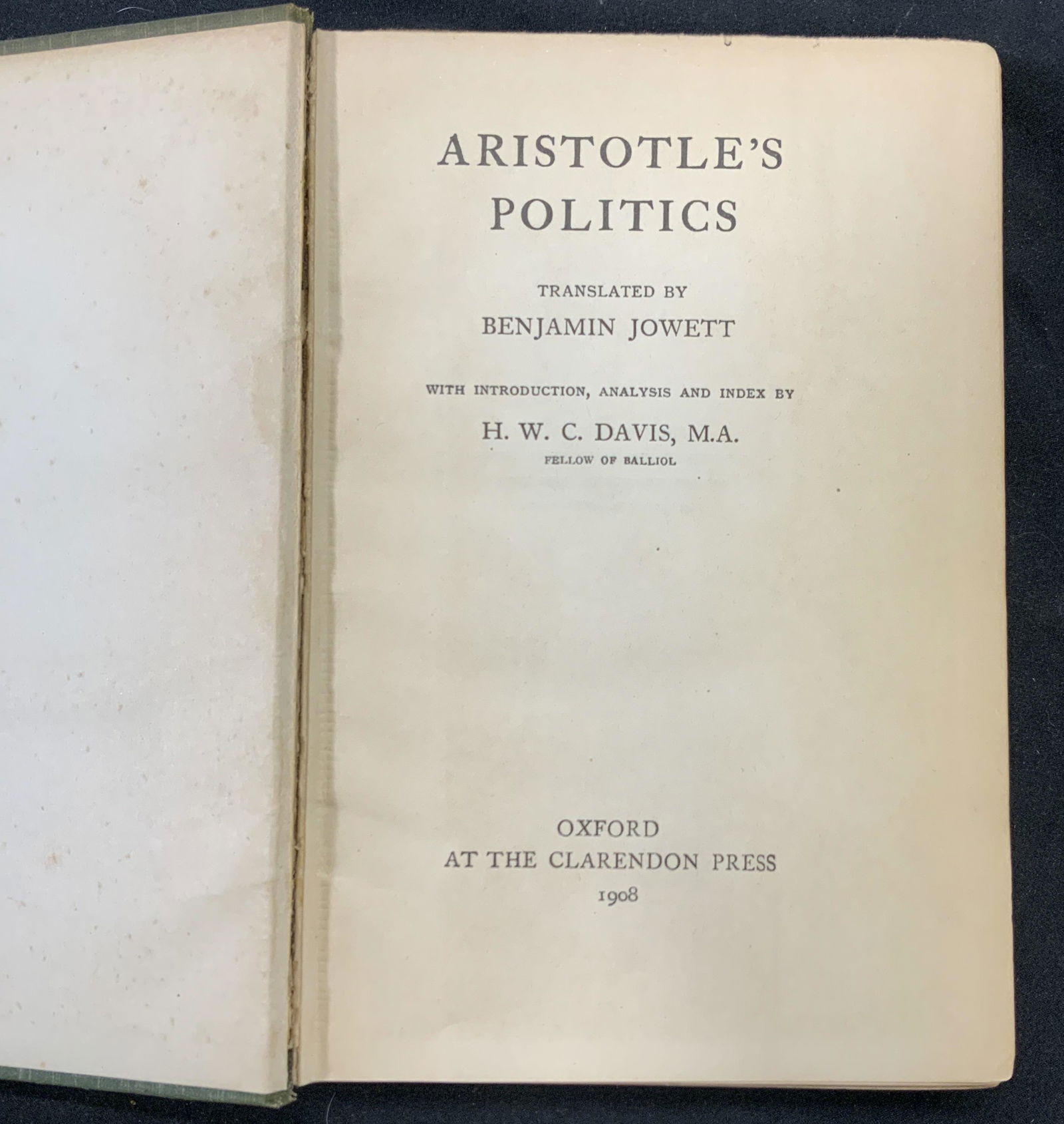 Antique Aristotles Politics Benjamin Jowett (1 of 6)