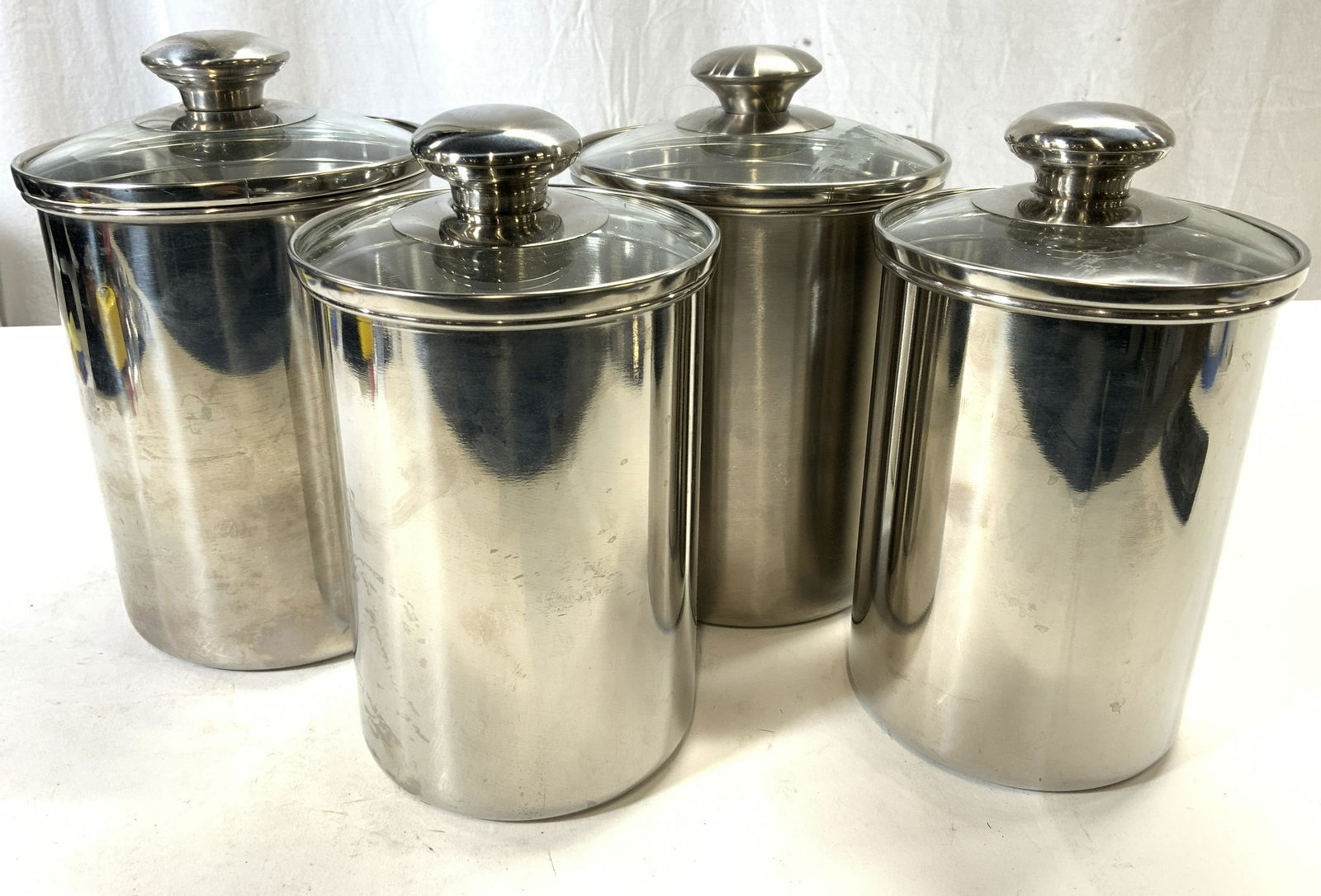 WILLIAMS SONOMA Set 4 Stainless Kitchen Canisters (1 of 7)