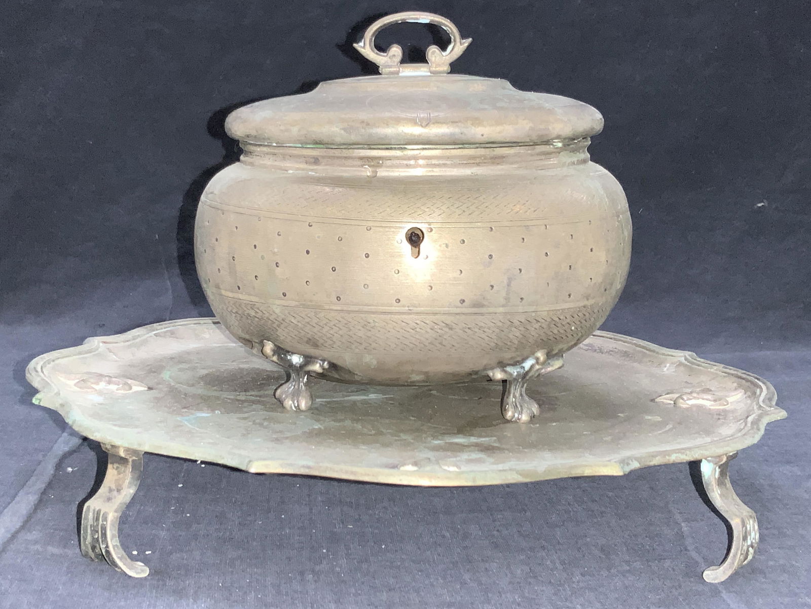 Lot2 Vintage Silver Plate Tray & Footed Vessel (1 of 12)